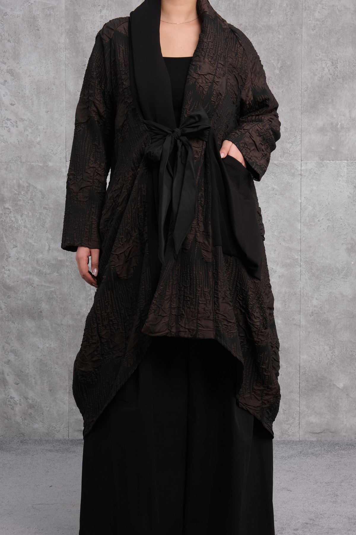 Plus Size Overcoat-Brown