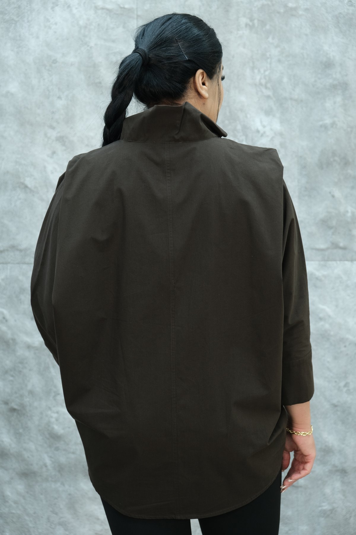 Plus Size Blouse-Brown