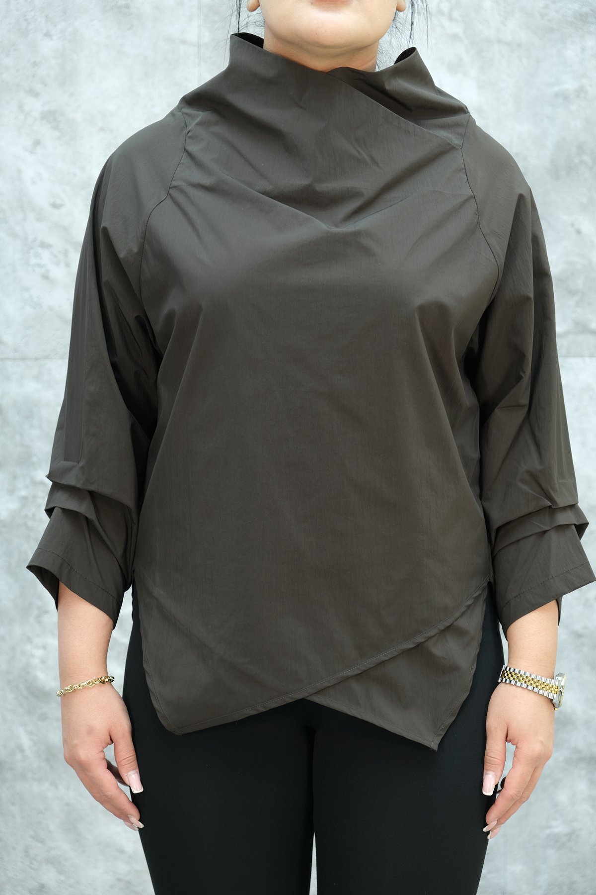 Plus Size Blouse-Brown