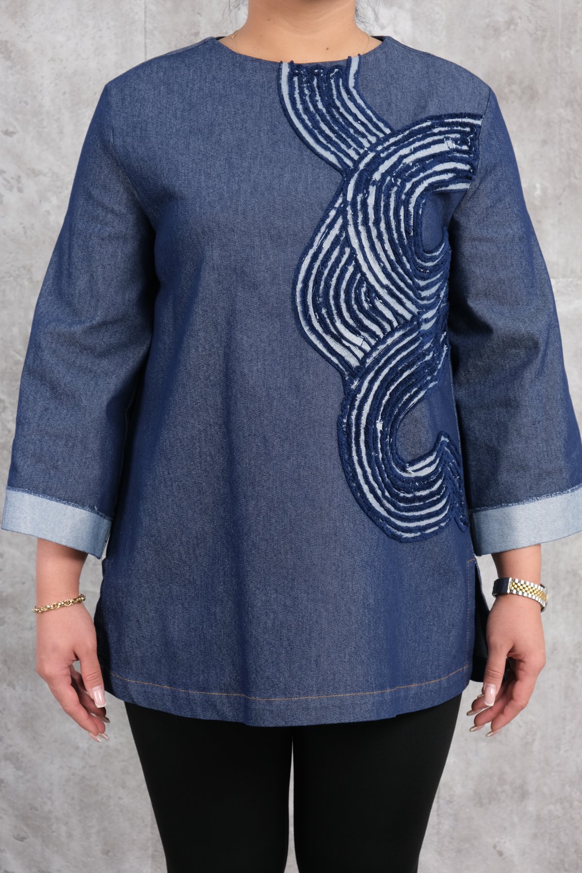 تونيك مقاس كبير-الأزرق