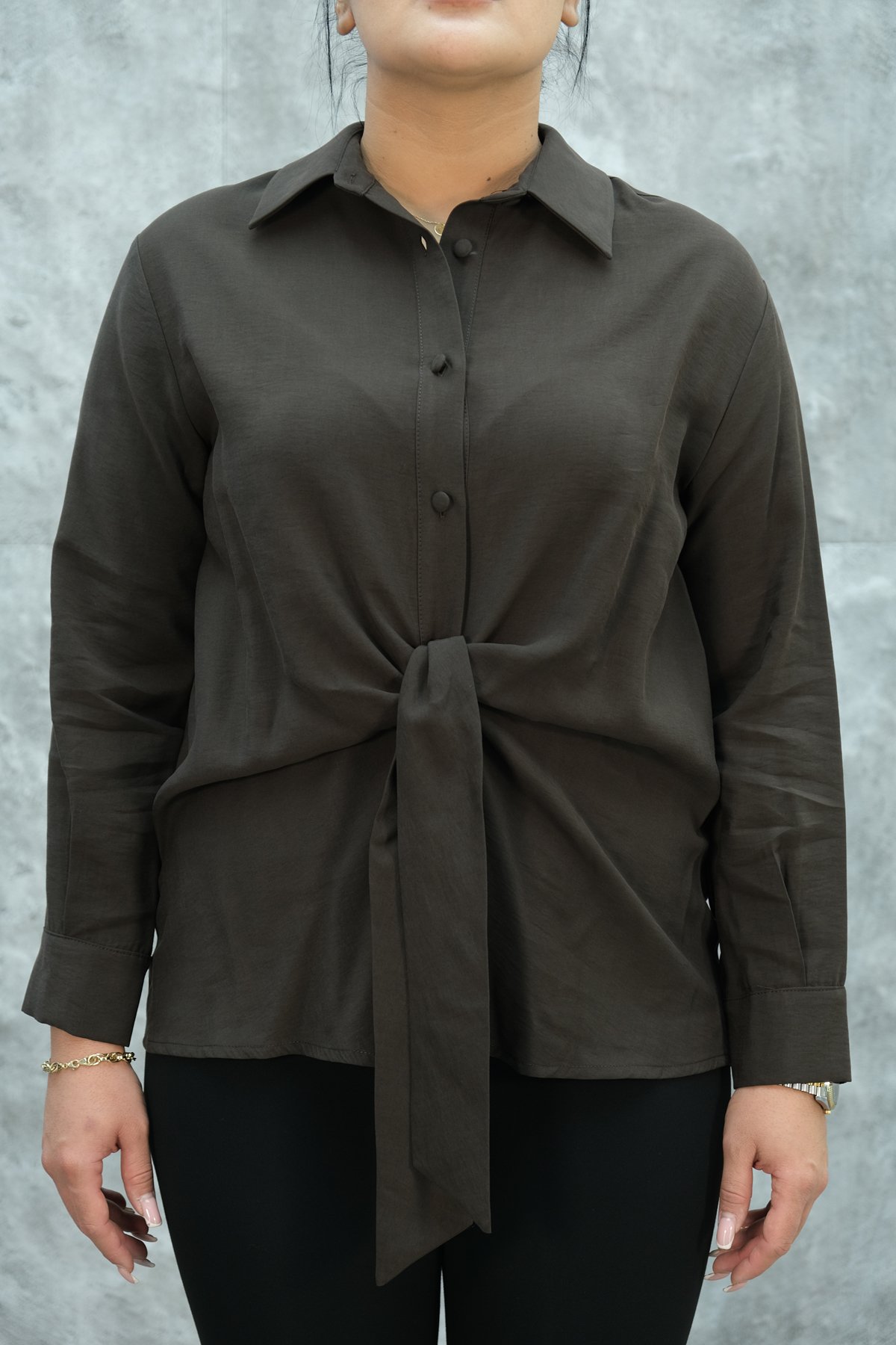 Plus Size Blouse-Brown