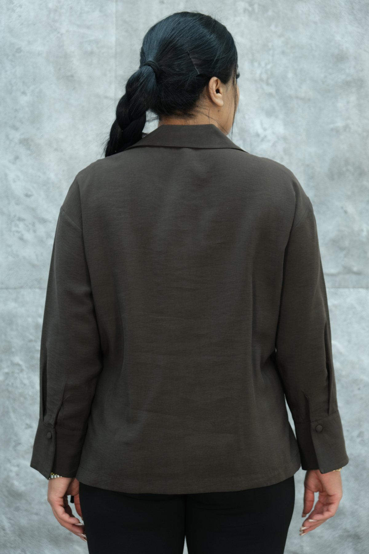 Plus Size Blouse-Brown