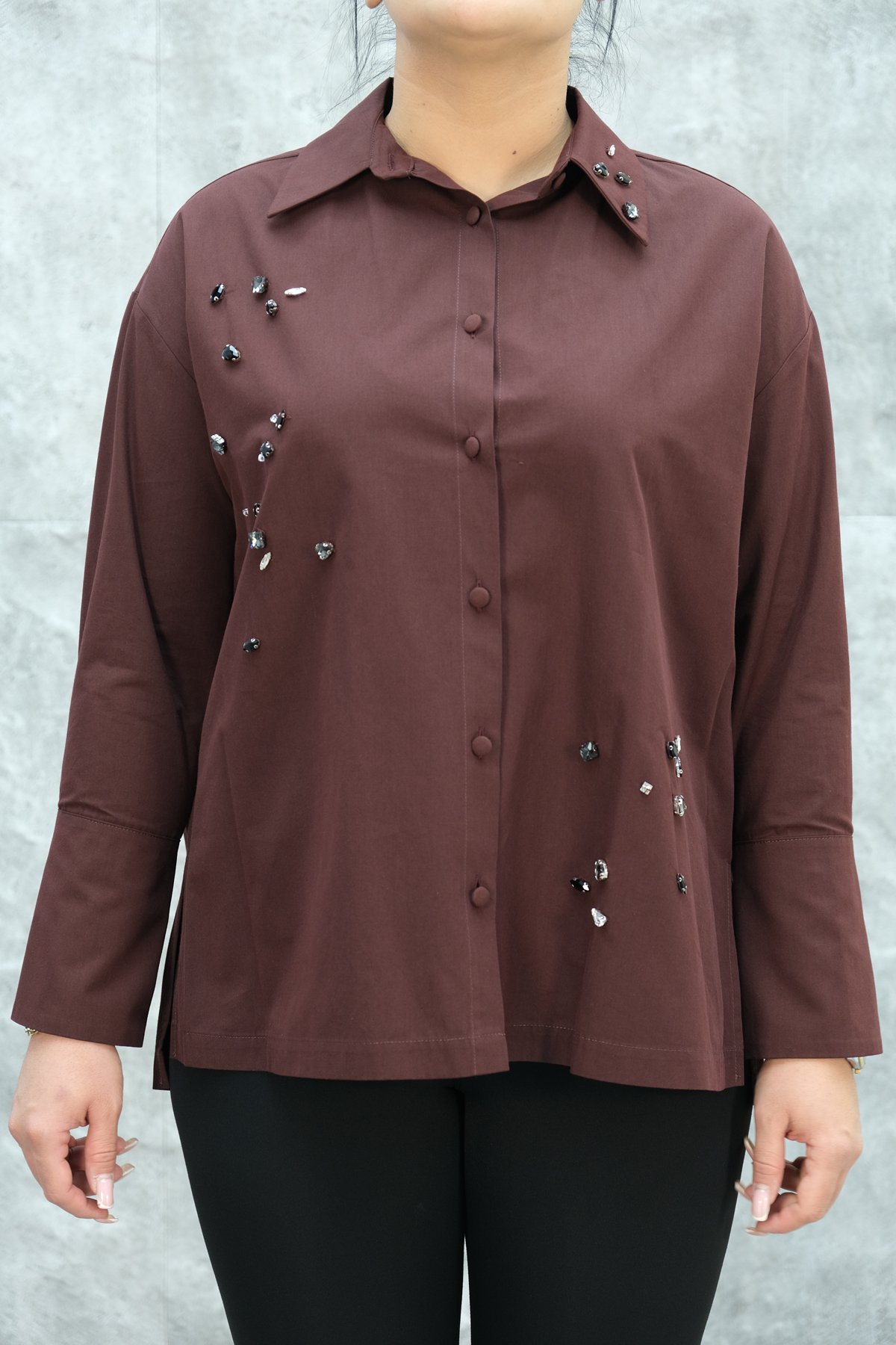 Büyük Beden Gömlek-Bordo