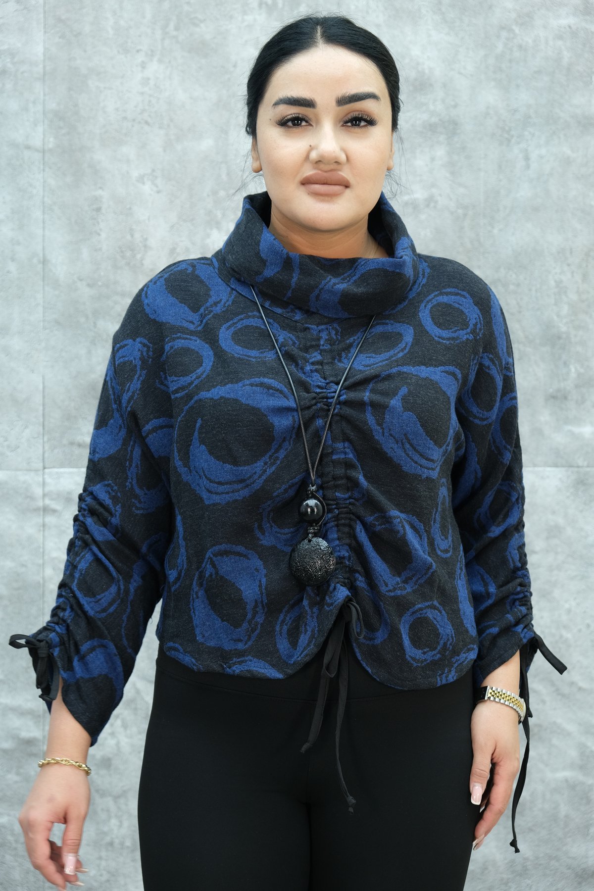Plus Size Blouse-Bright Blue