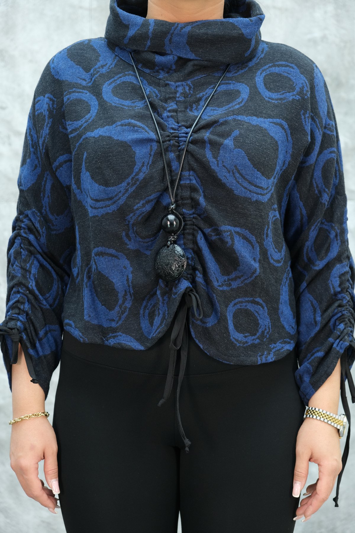 Plus Size Blouse-Bright Blue
