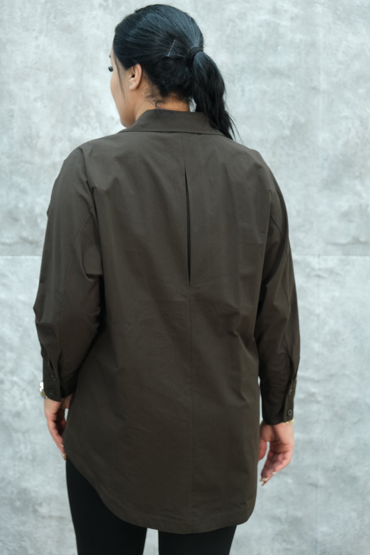 Büyük Beden Gömlek-Kahverengi