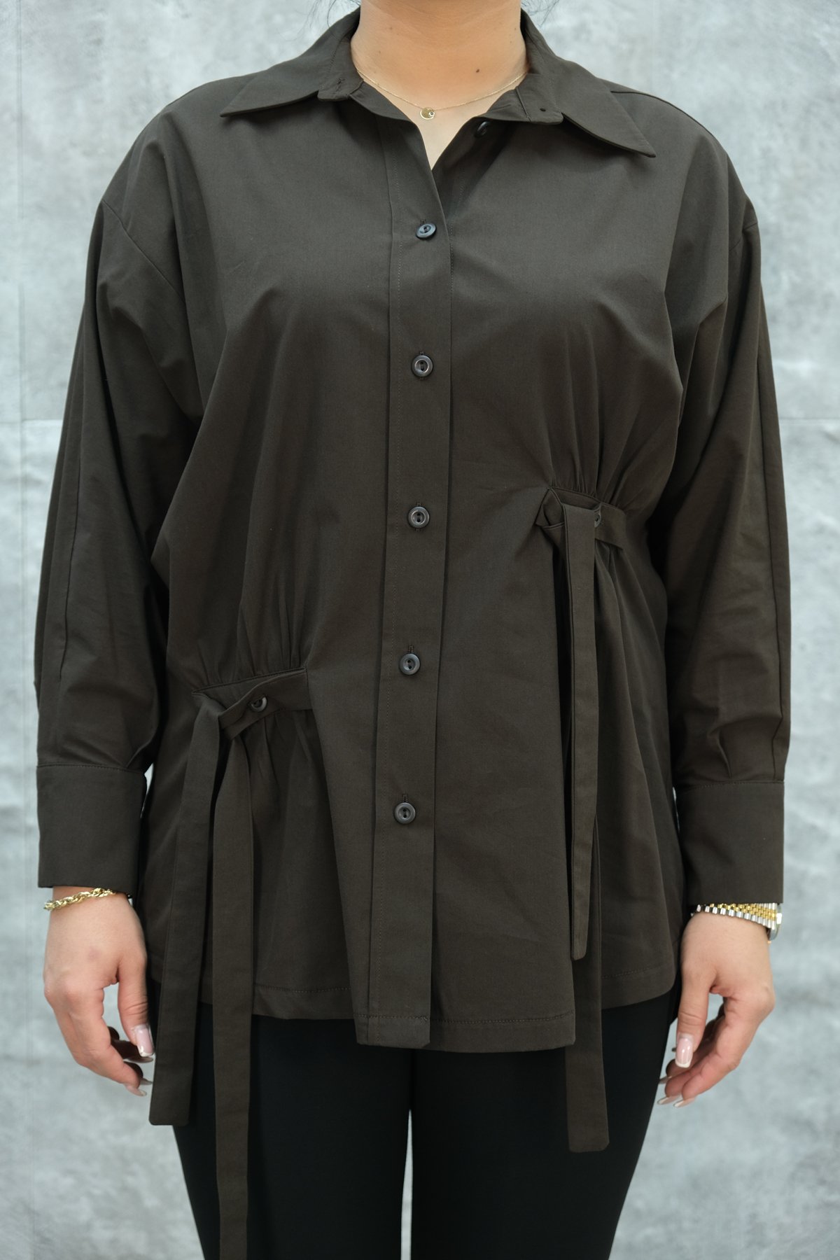 Büyük Beden Gömlek-Kahverengi