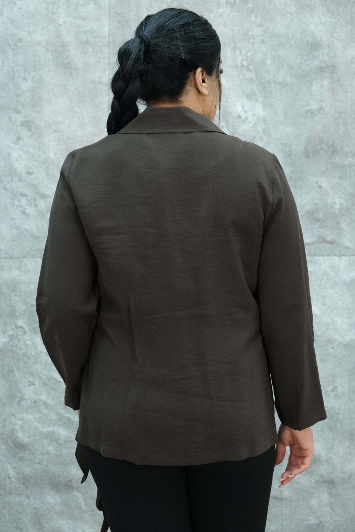 Plus Size Jacket-Brown