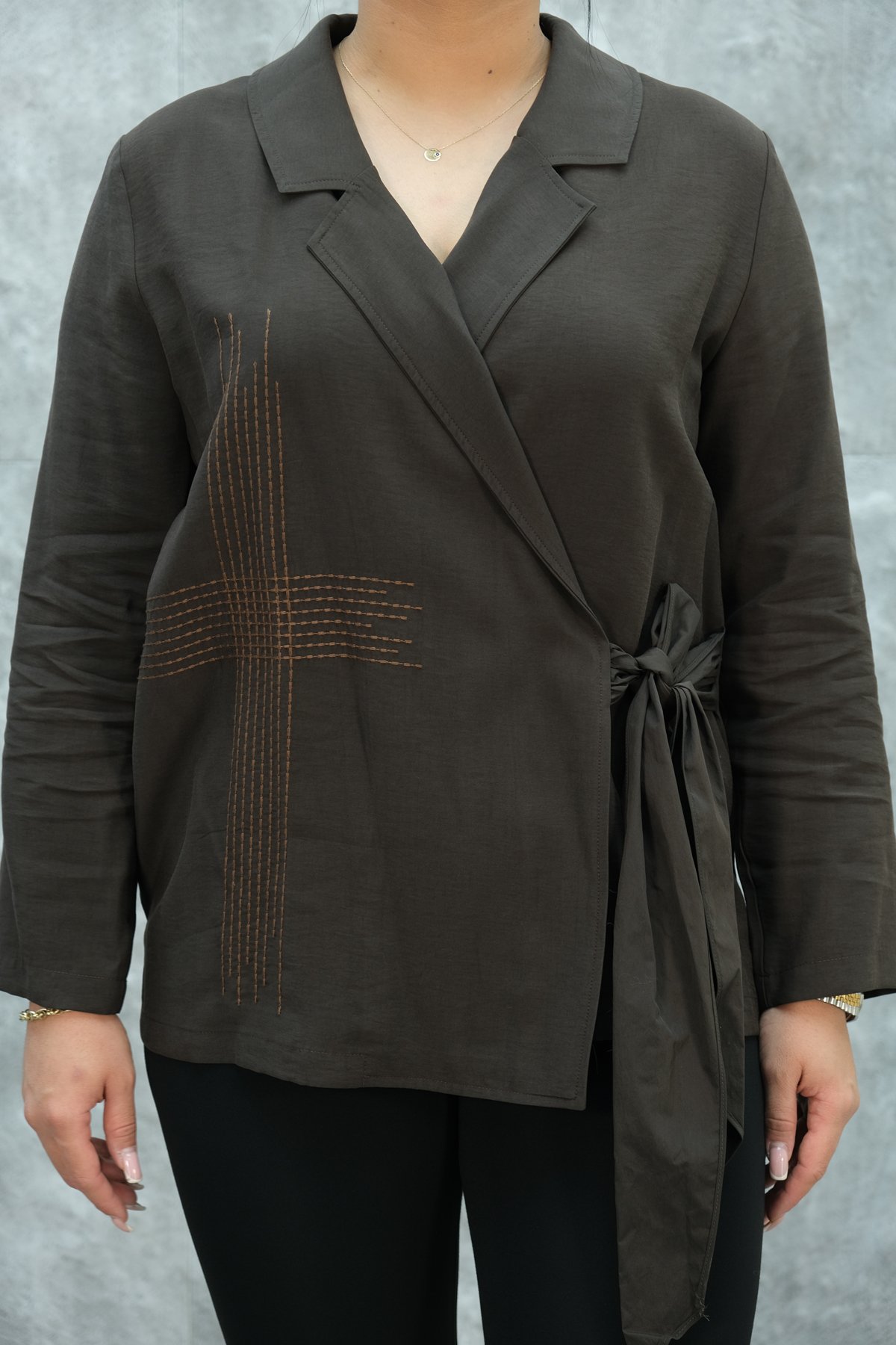 Plus Size Jacket-Brown