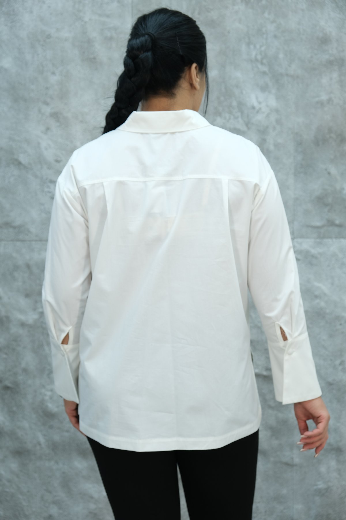 Рубашка больших размеров-Молочный