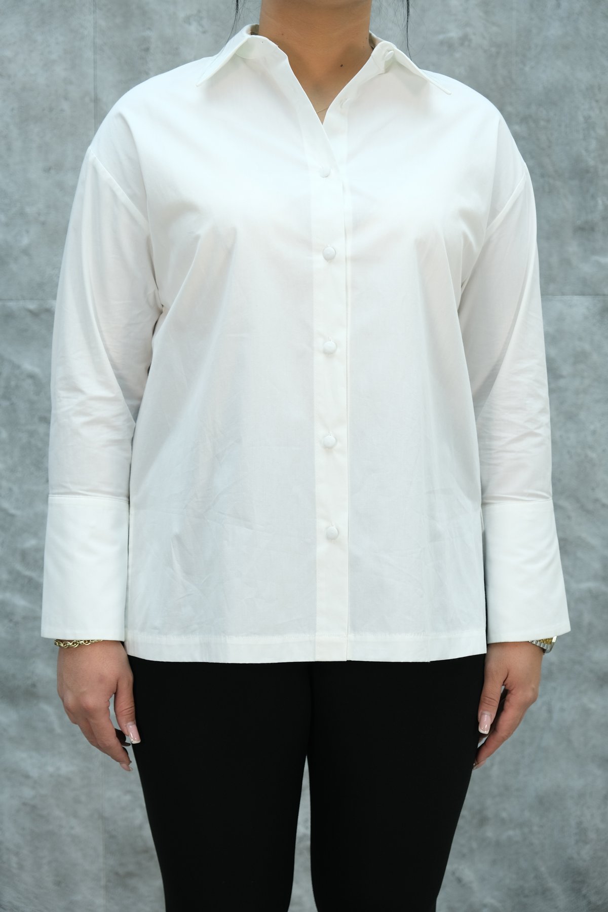 Рубашка больших размеров-Молочный