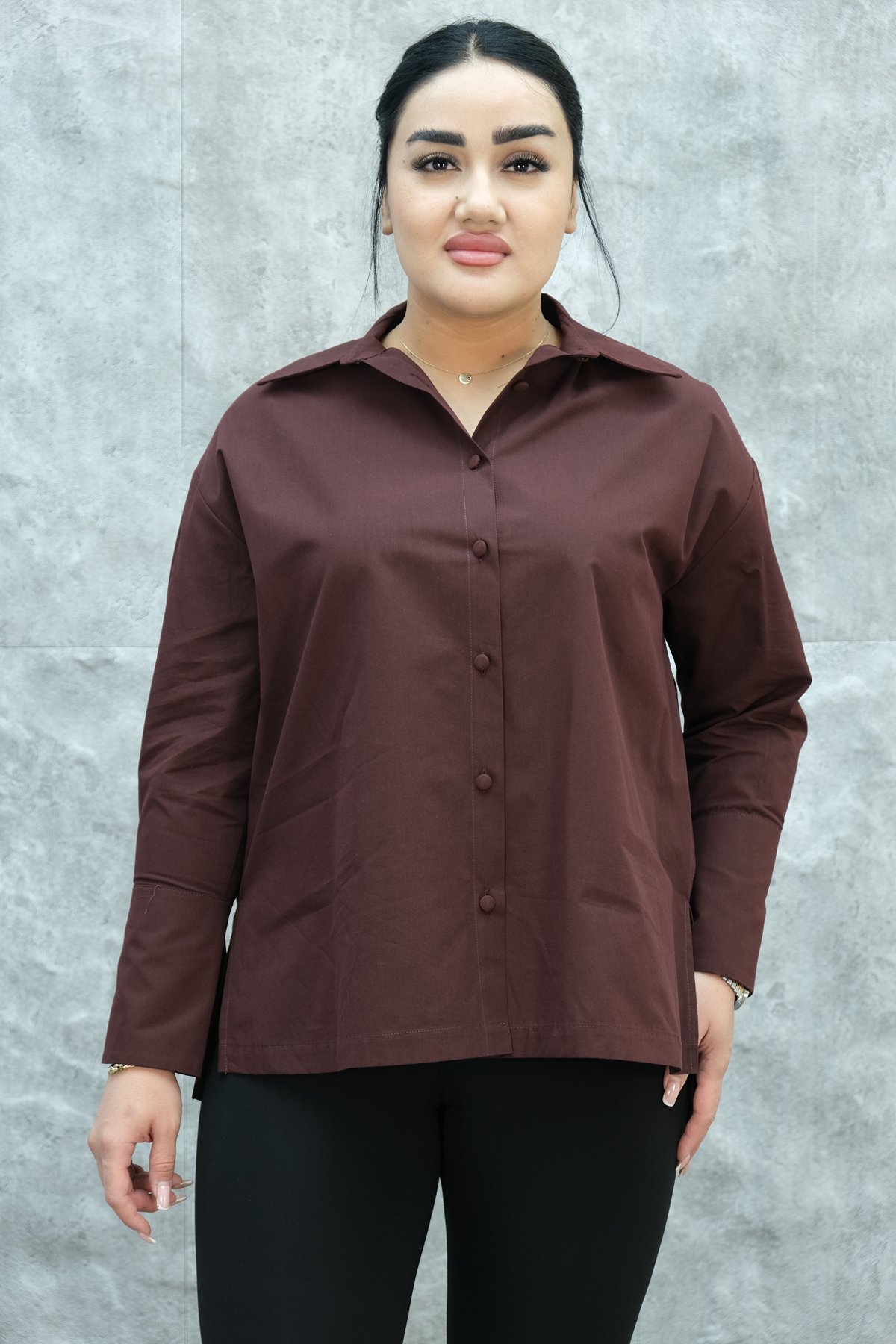 Plus Size Shirt-Claret Red