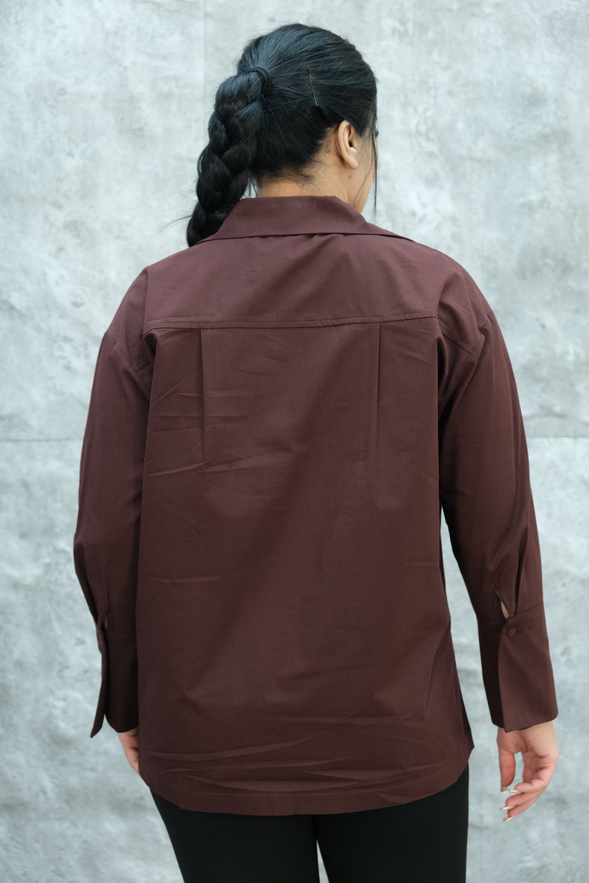 Plus Size Shirt-Claret Red