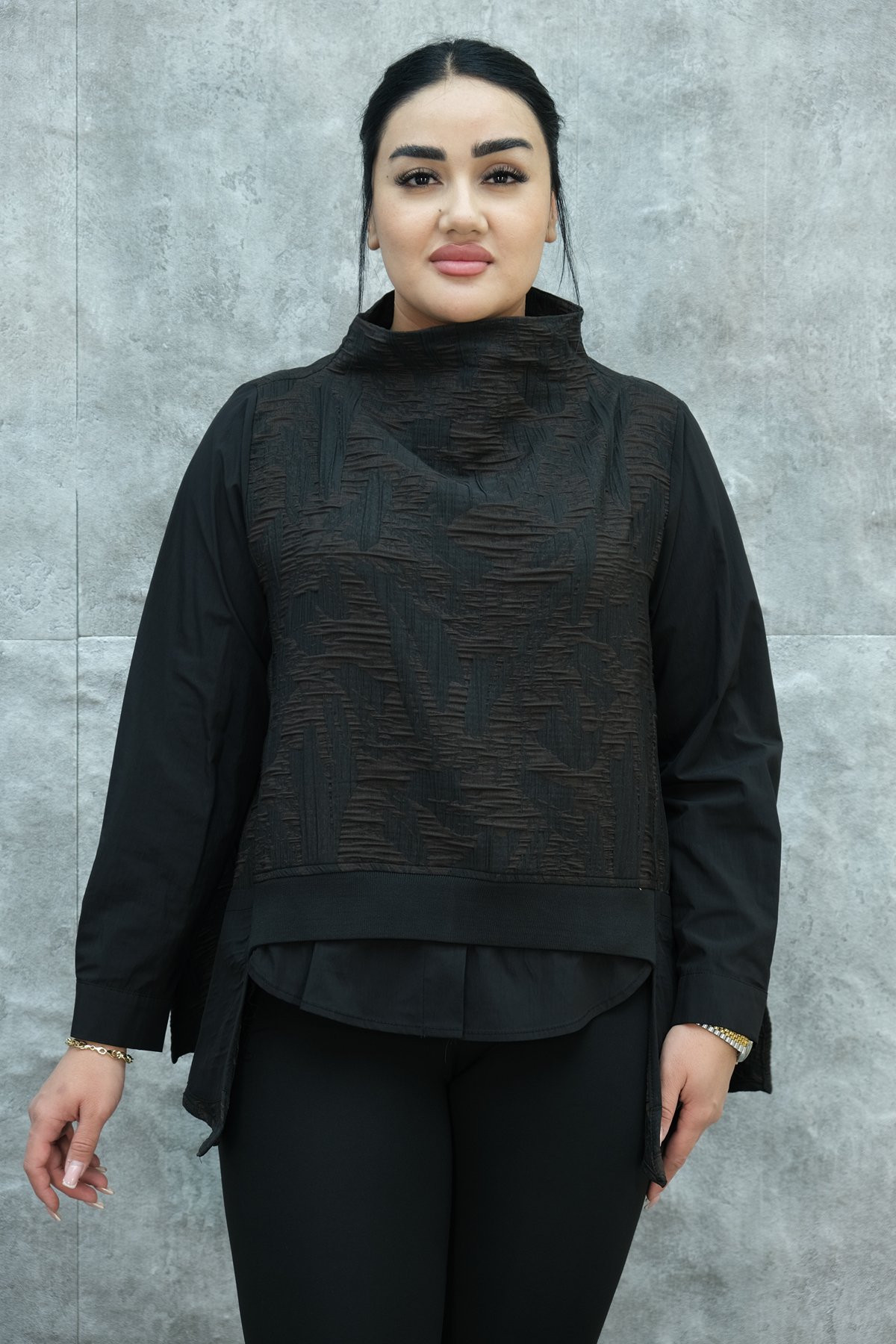 Plus Size Blouse-Brown