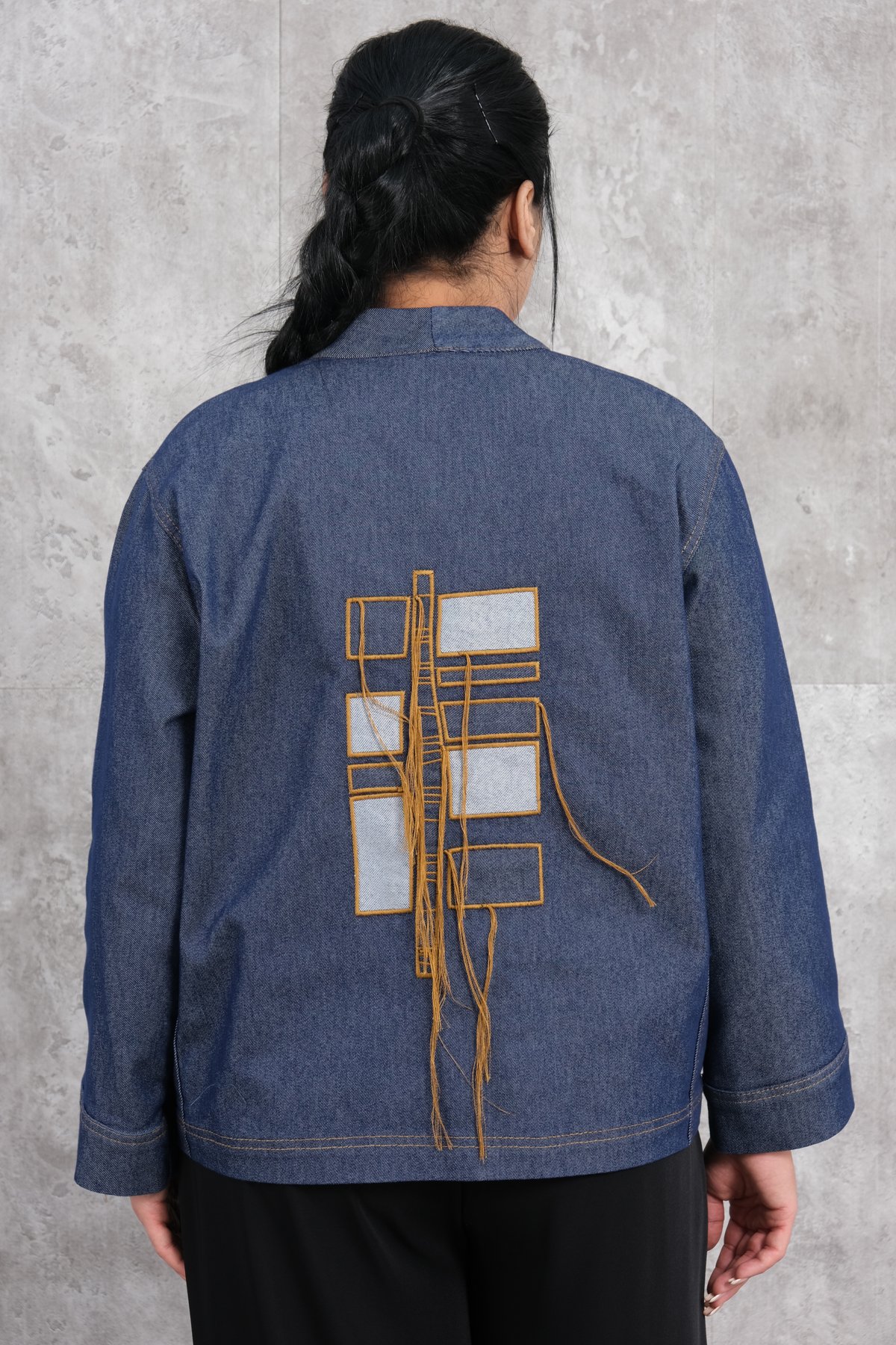 Plus Size Denim Jacket-Blue