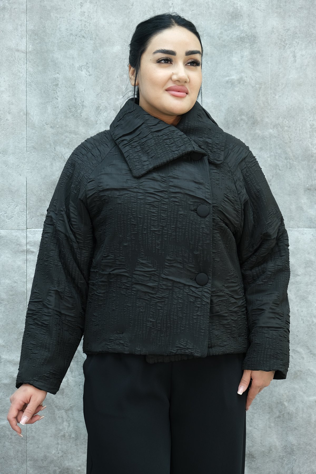 Пиджак больших размеров-Черный