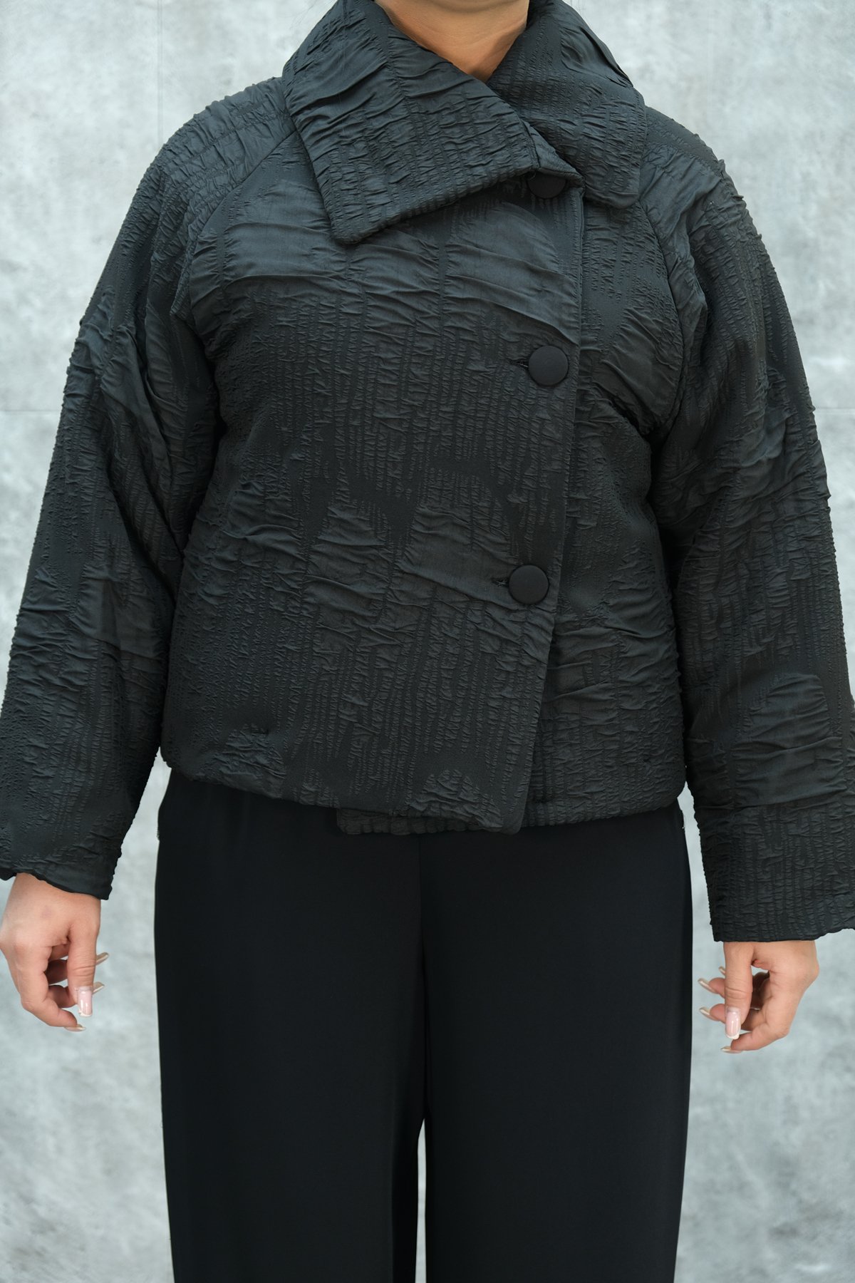 Пиджак больших размеров-Черный