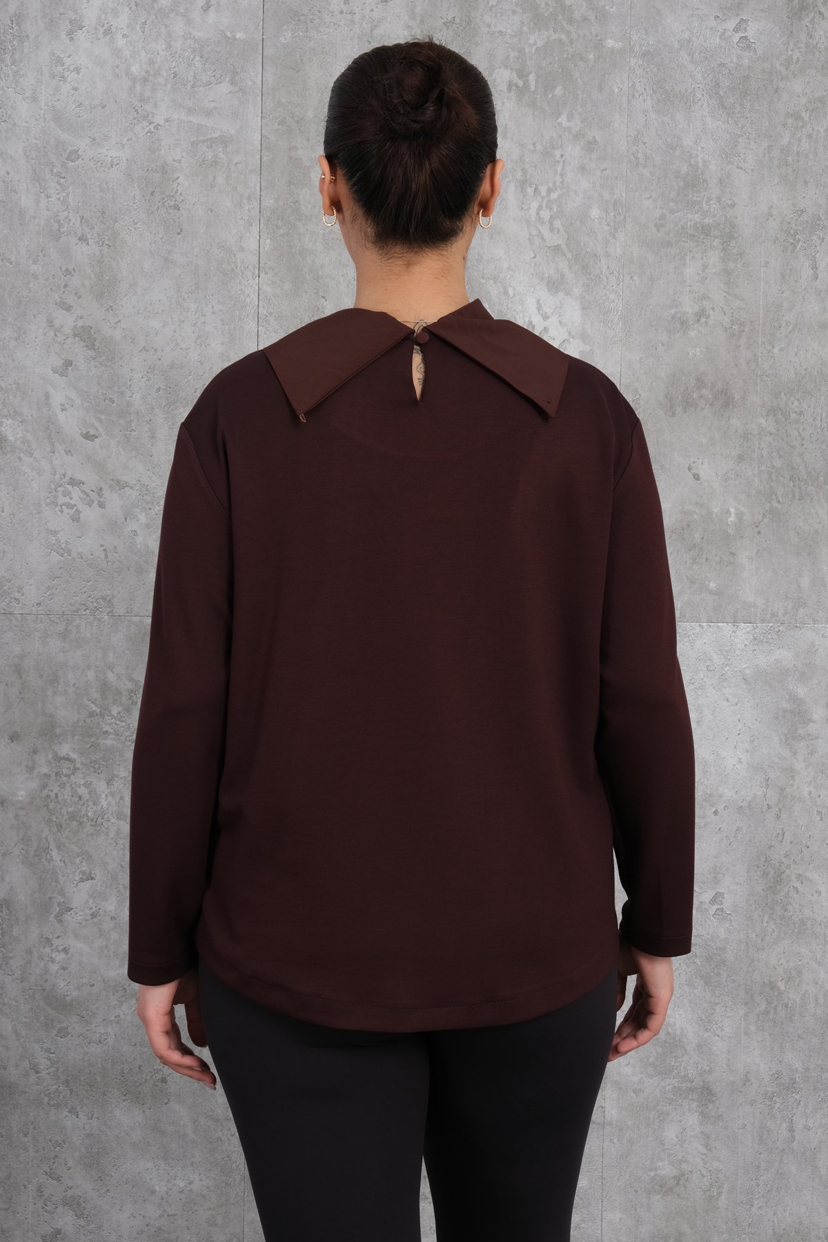 Plus Size Blouse-Claret Red