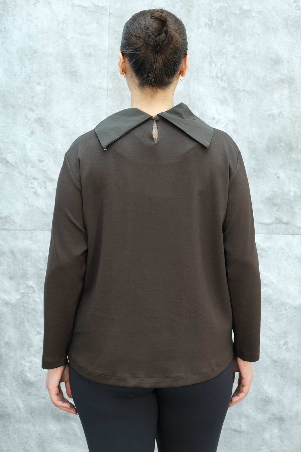 Plus Size Blouse-Brown