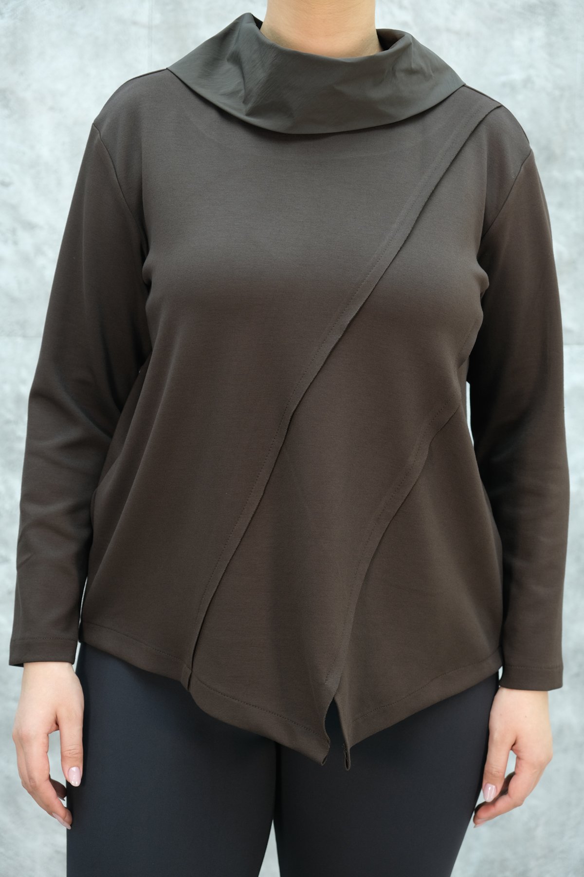 Plus Size Blouse-Brown