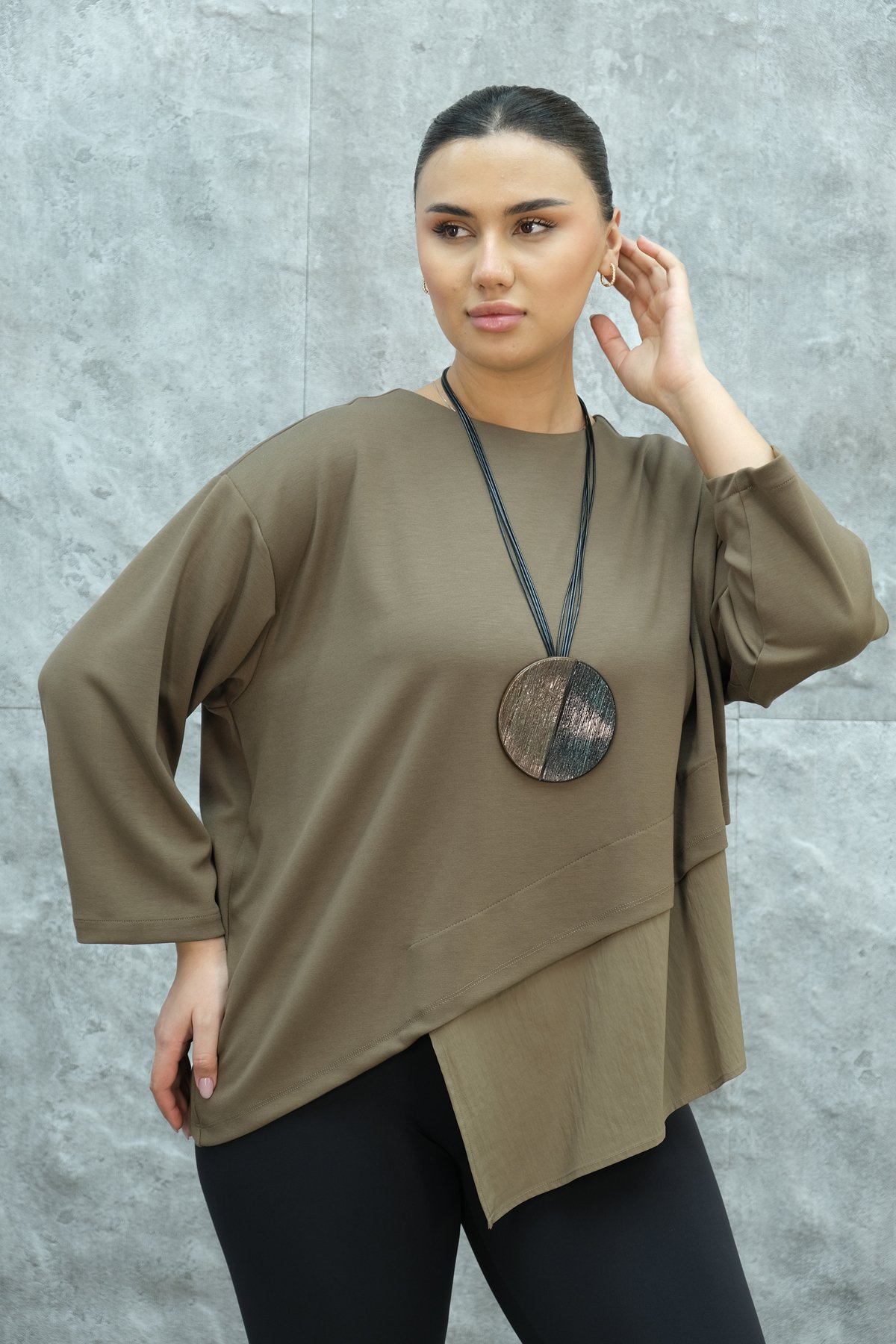 Plus Size Blouse-Mink