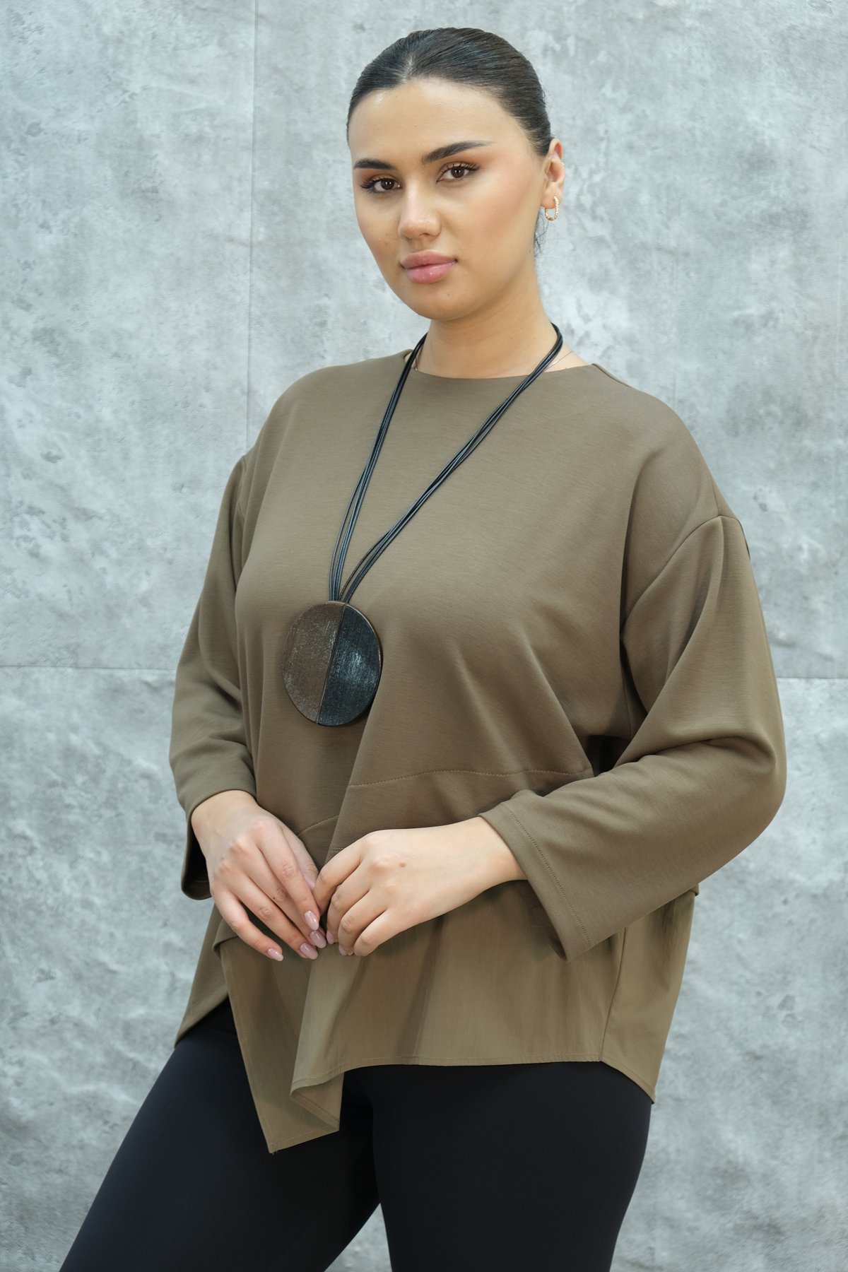 Plus Size Blouse-Mink