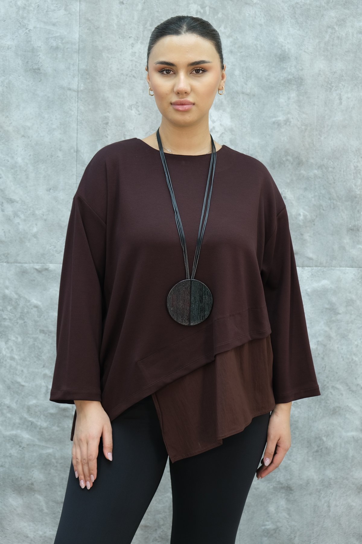 Plus Size Blouse-Claret Red