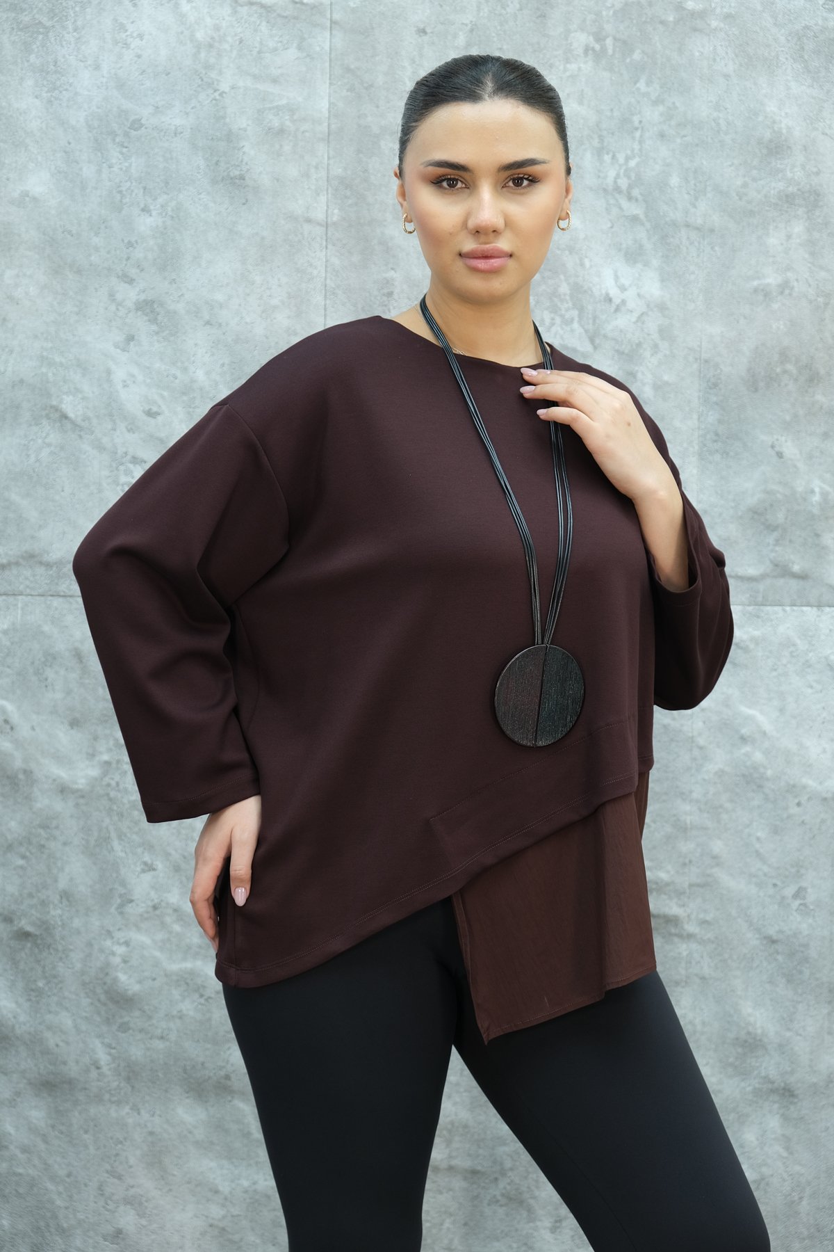 Plus Size Blouse-Claret Red