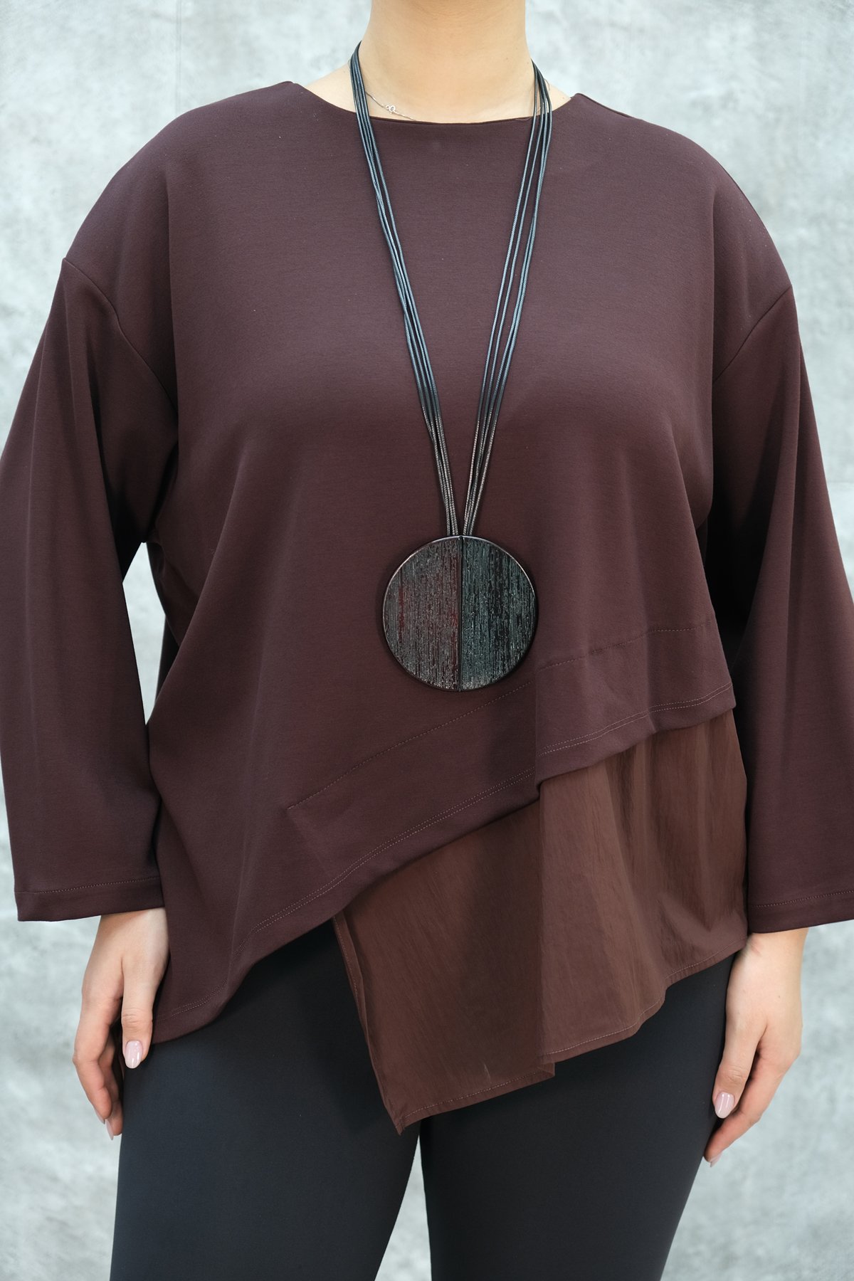 Plus Size Blouse-Claret Red