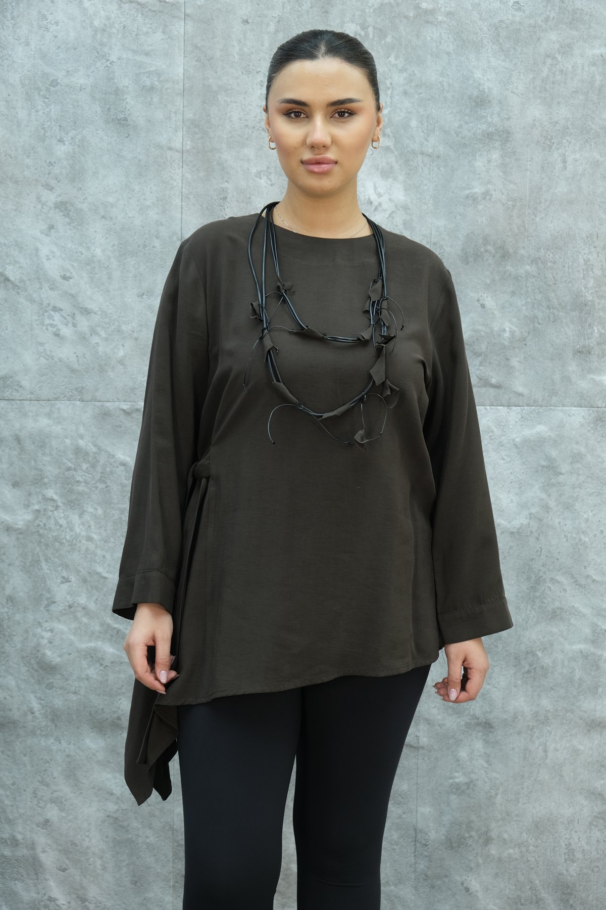Plus Size Tunic-Brown