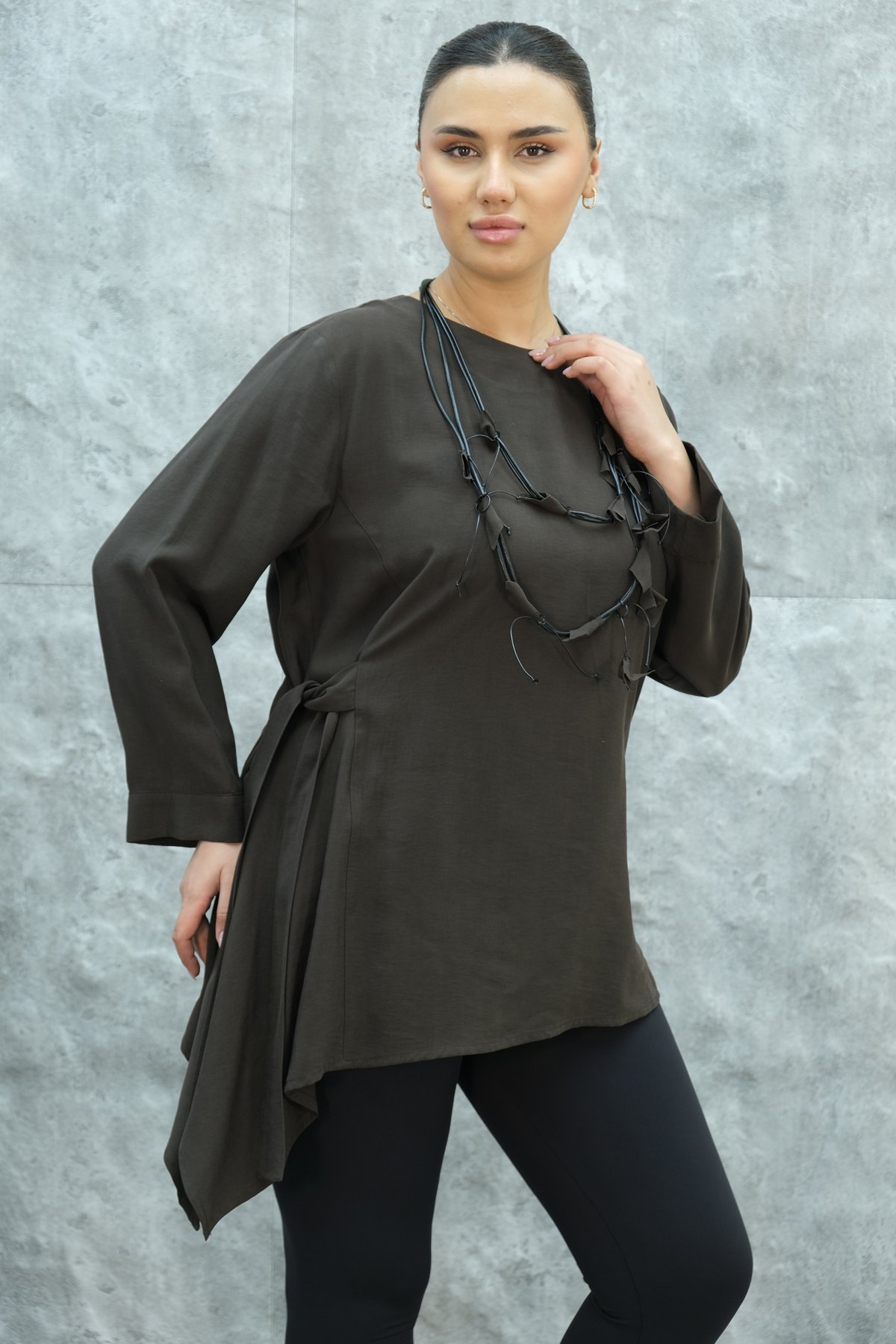Plus Size Tunic-Brown