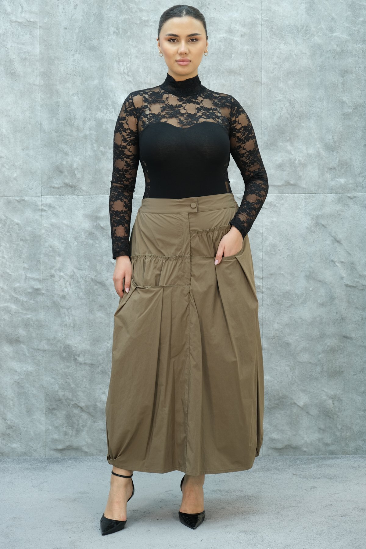 Plus Size Skirt-Mink