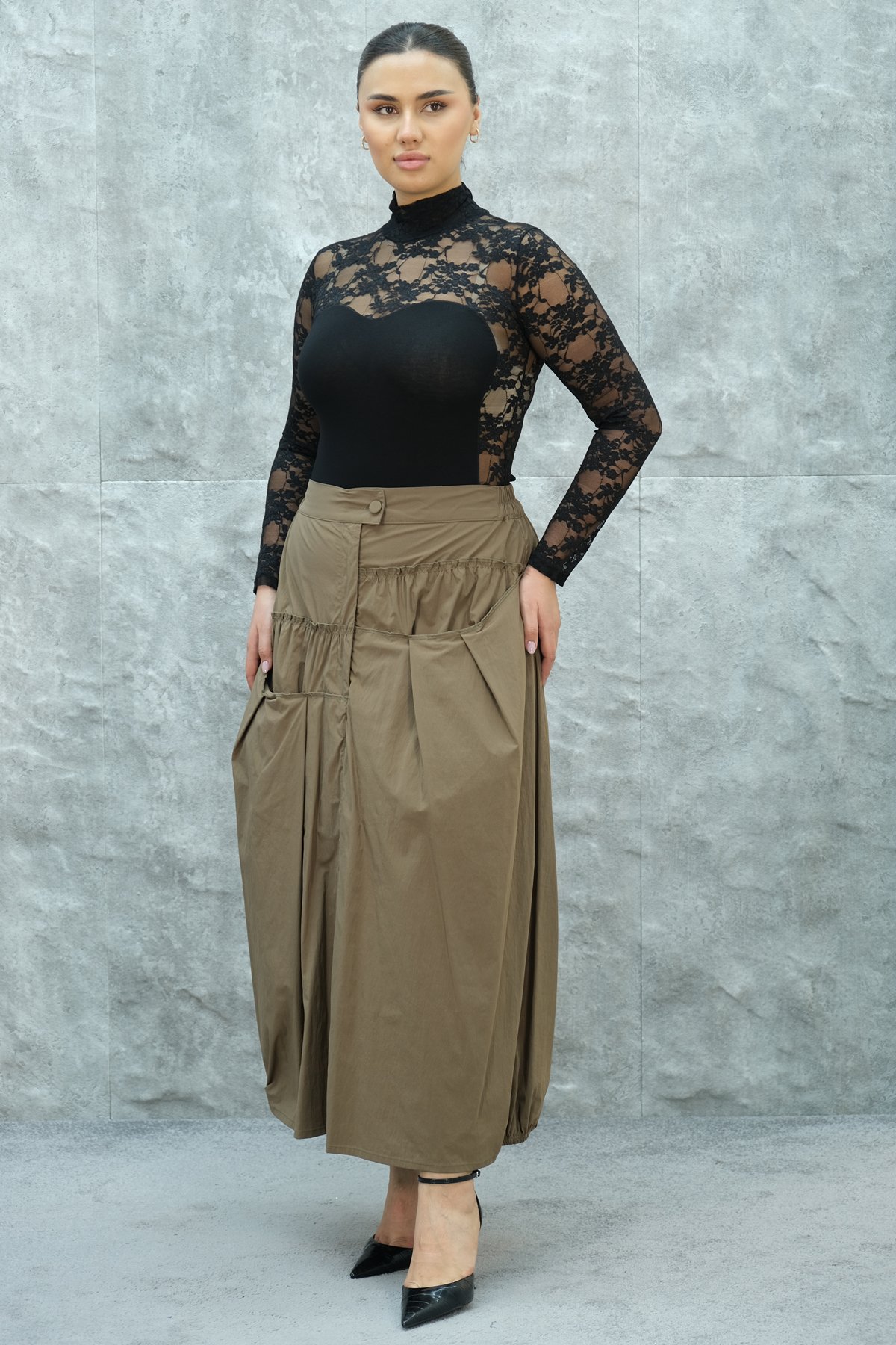 Plus Size Skirt-Mink