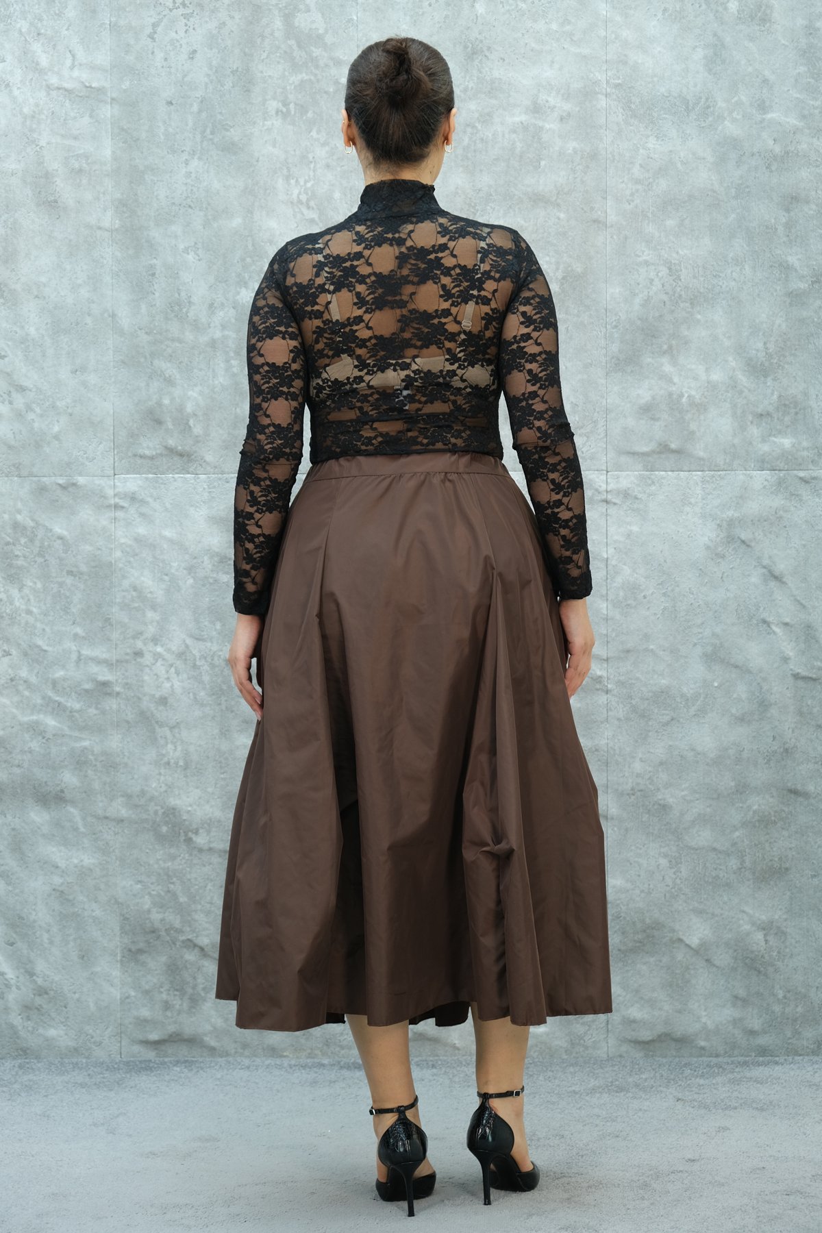 Plus Size Skirt-Brown