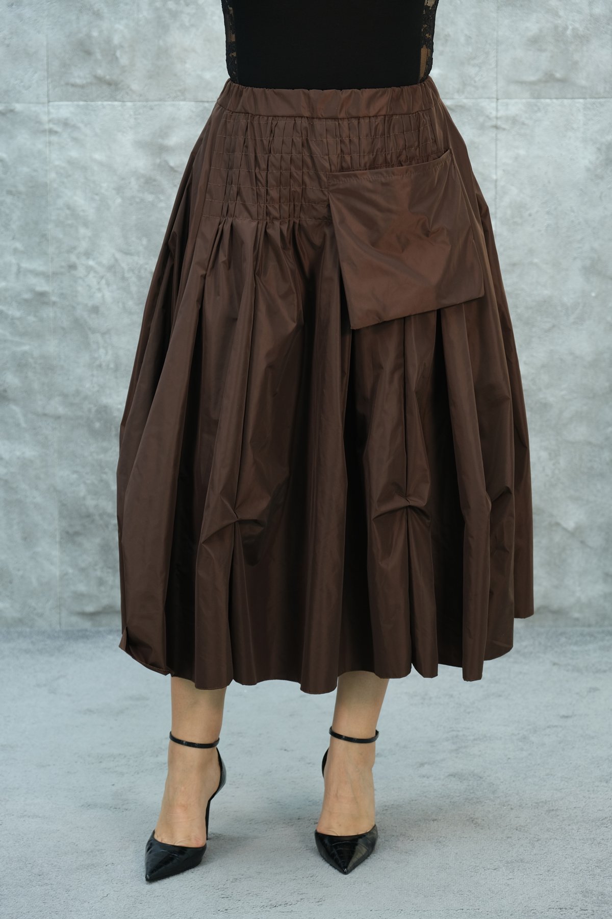 Plus Size Skirt-Brown