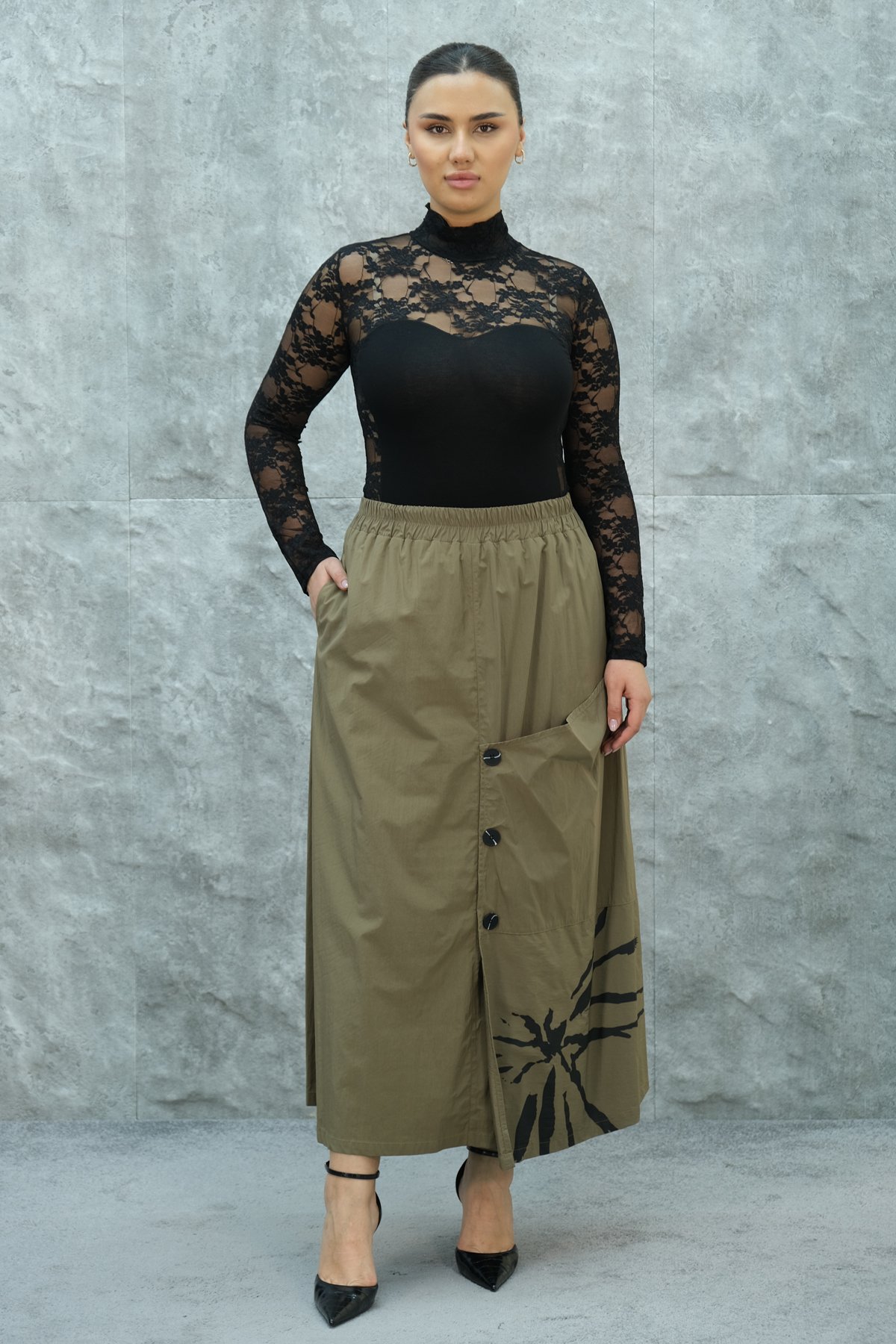 Plus Size Skirt-Mink