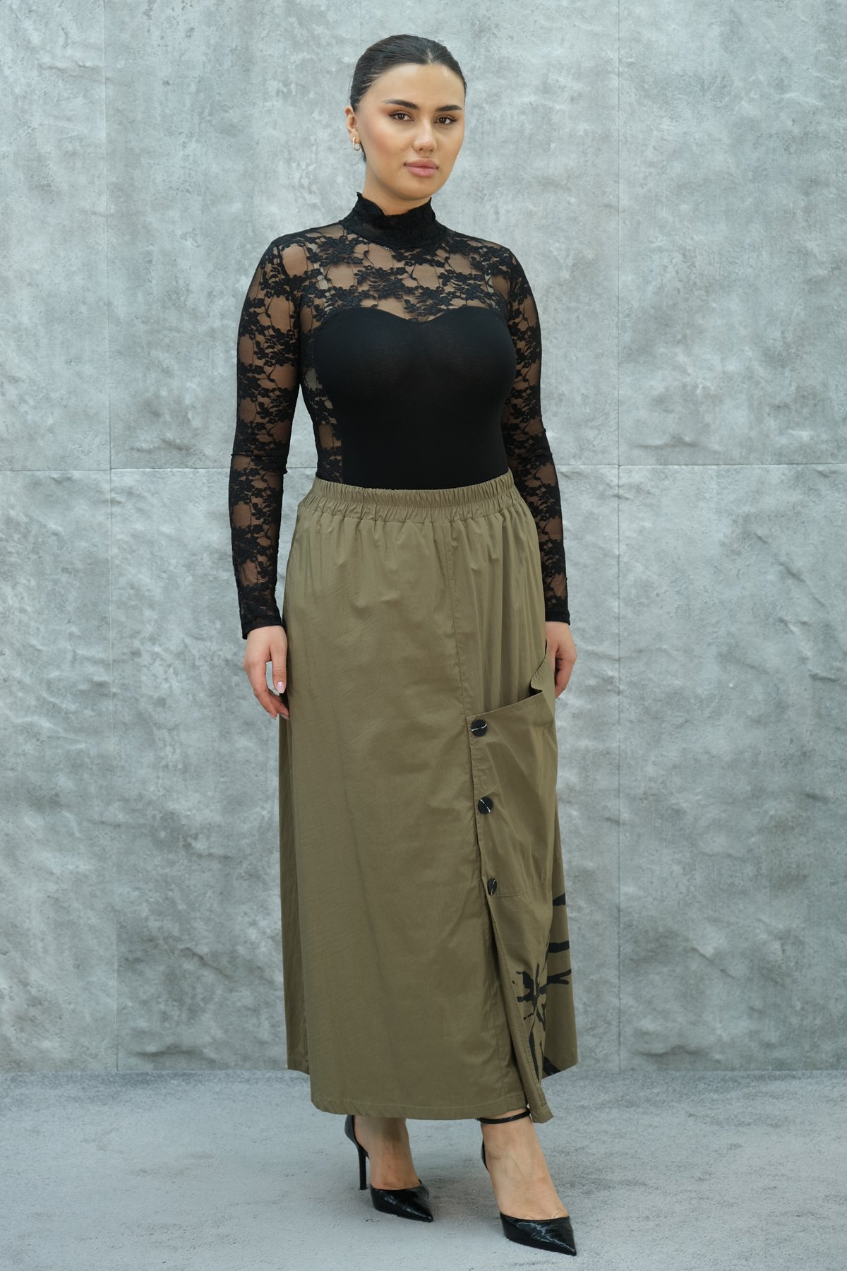 Plus Size Skirt-Mink
