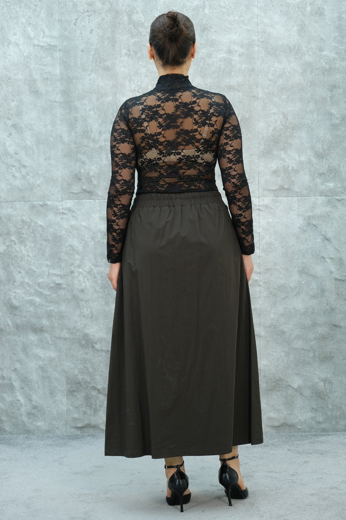 Plus Size Skirt-Brown