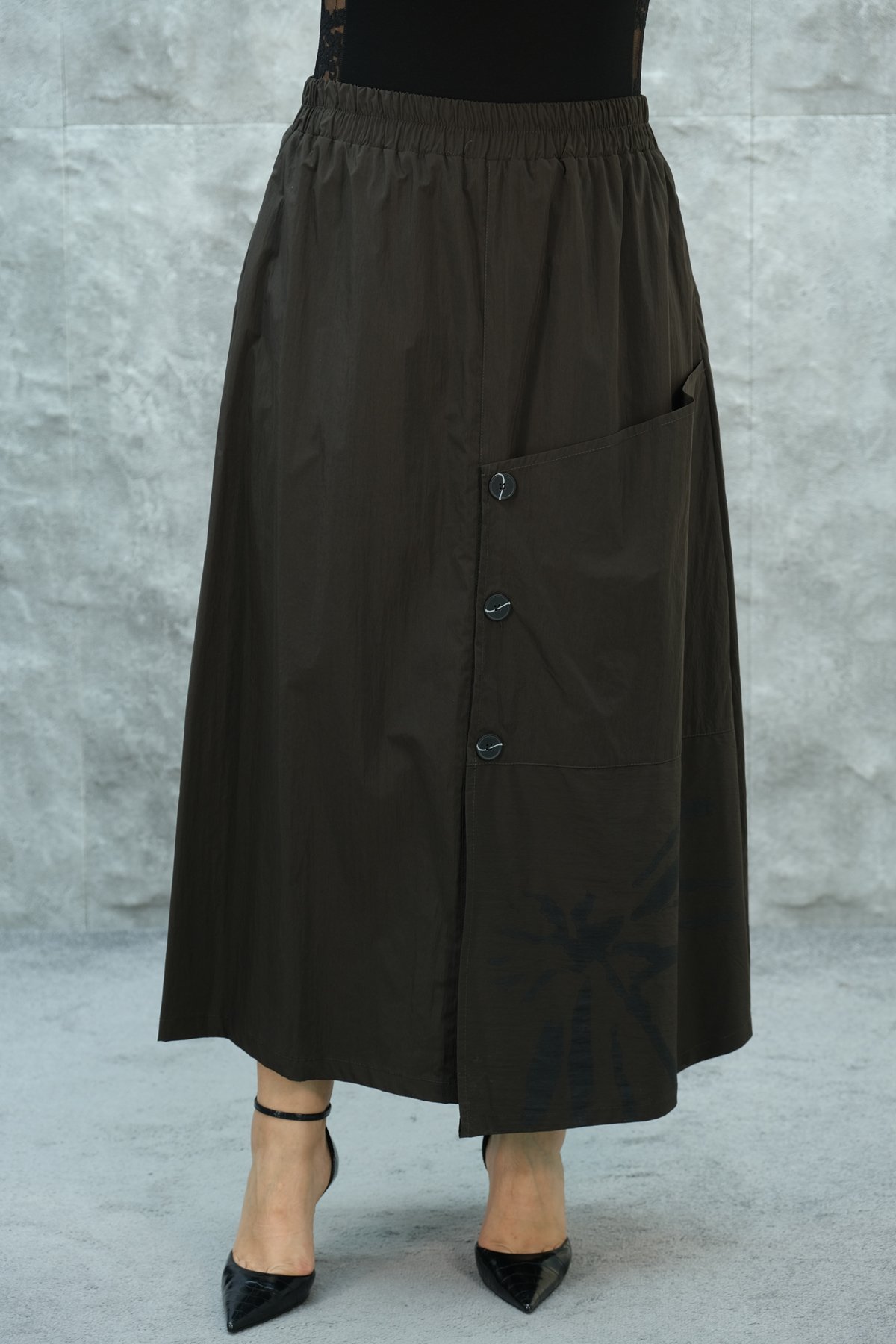Plus Size Skirt-Brown