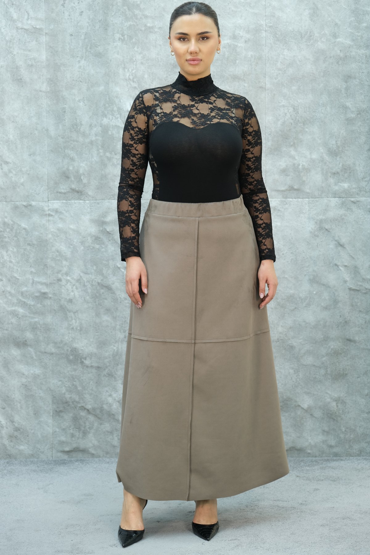 Plus Size Skirt-Mink