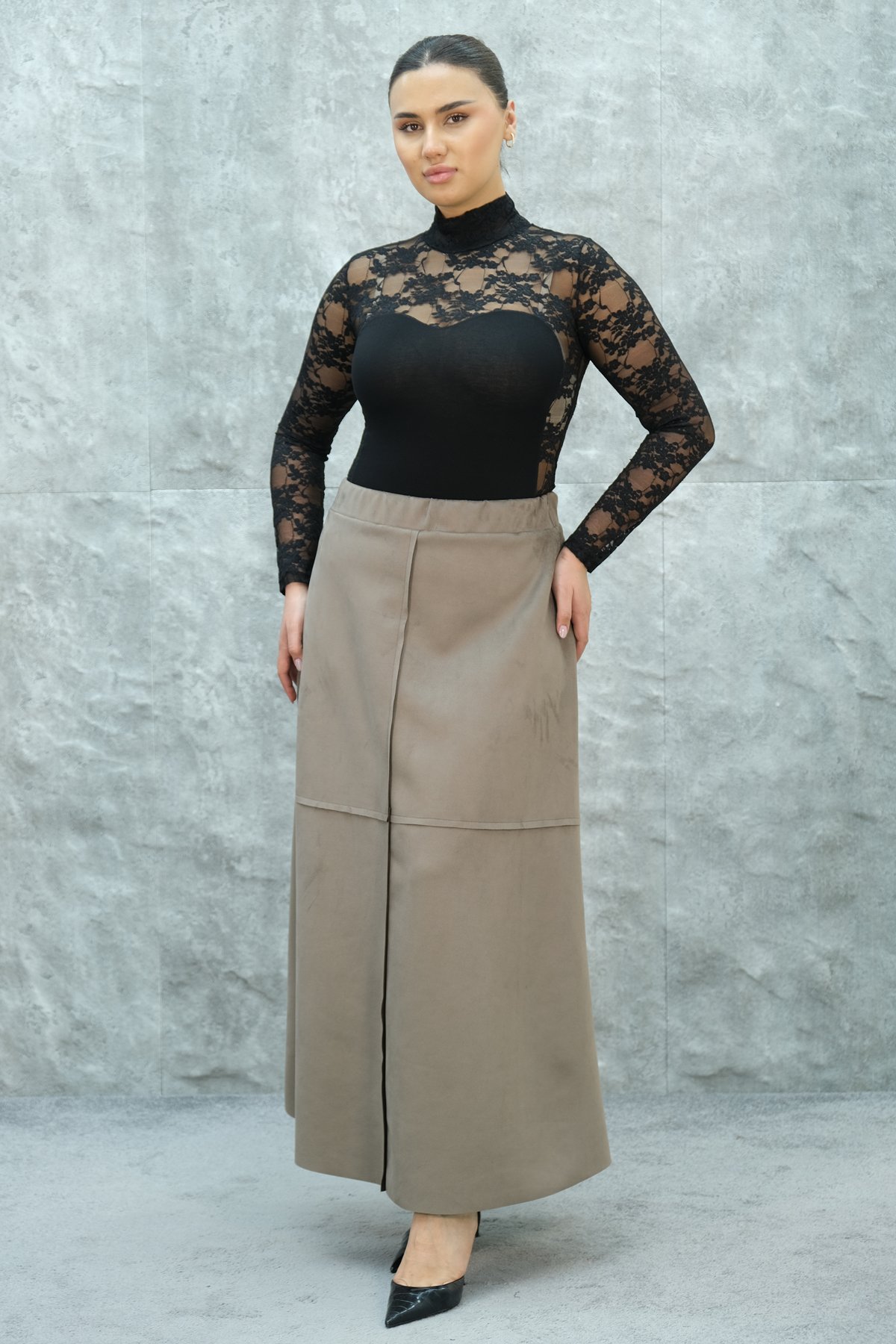 Plus Size Skirt-Mink