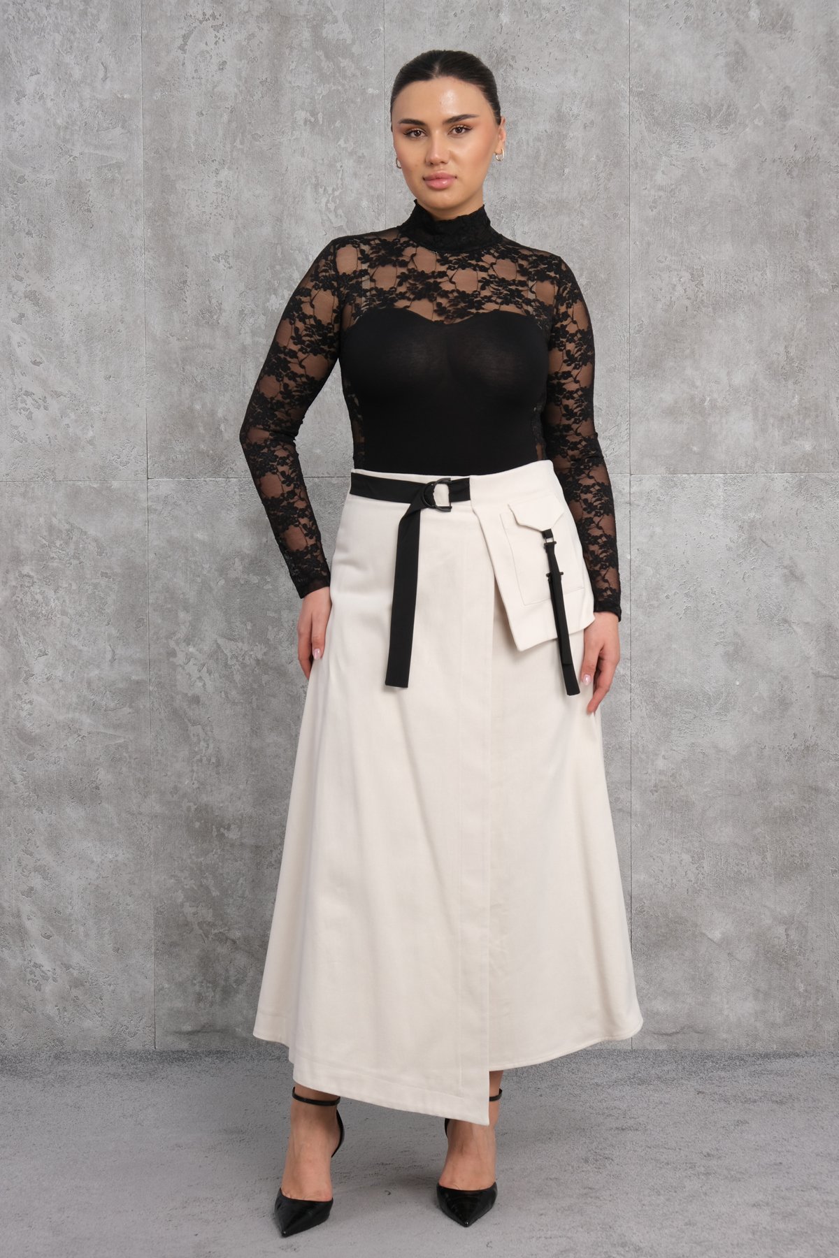 Plus Size Skirt-Beige
