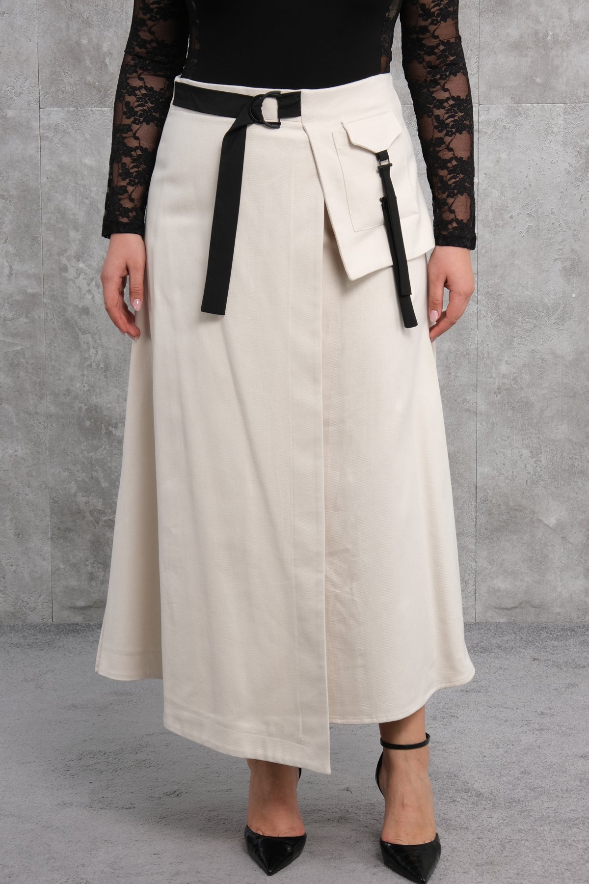 Plus Size Skirt-Beige
