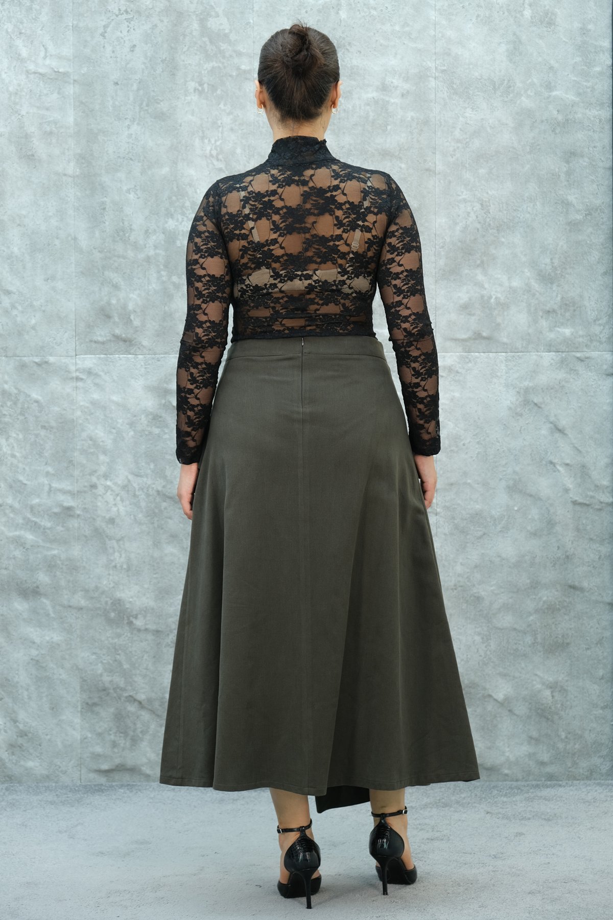 Plus Size Skirt-Brown