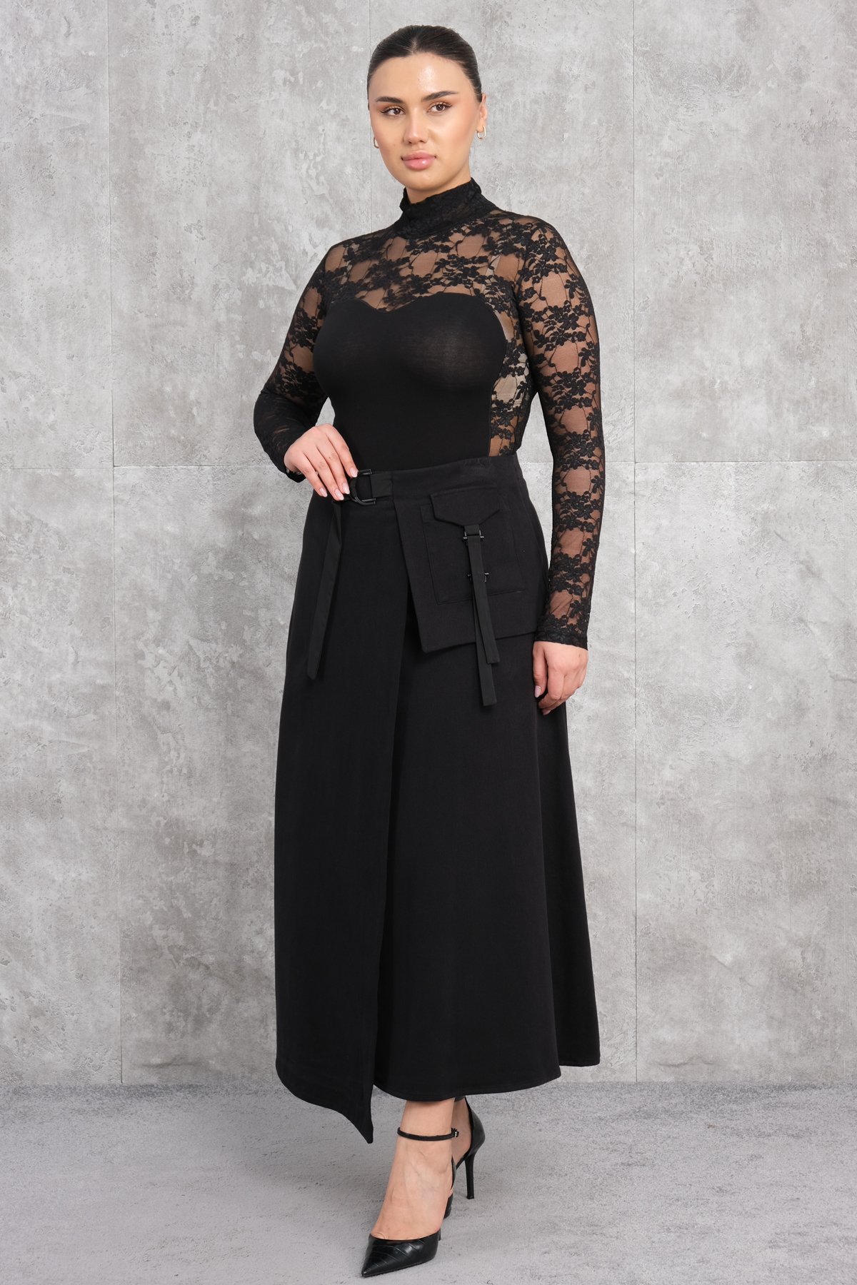 Plus Size Skirt-Black