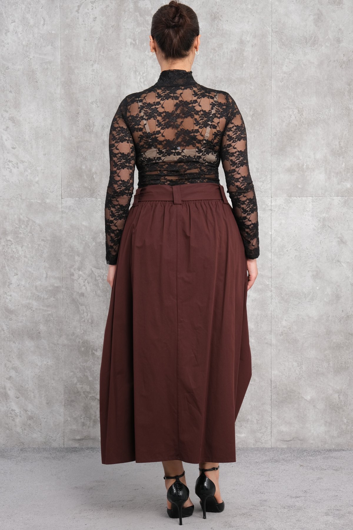 Plus Size Skirt-Claret Red
