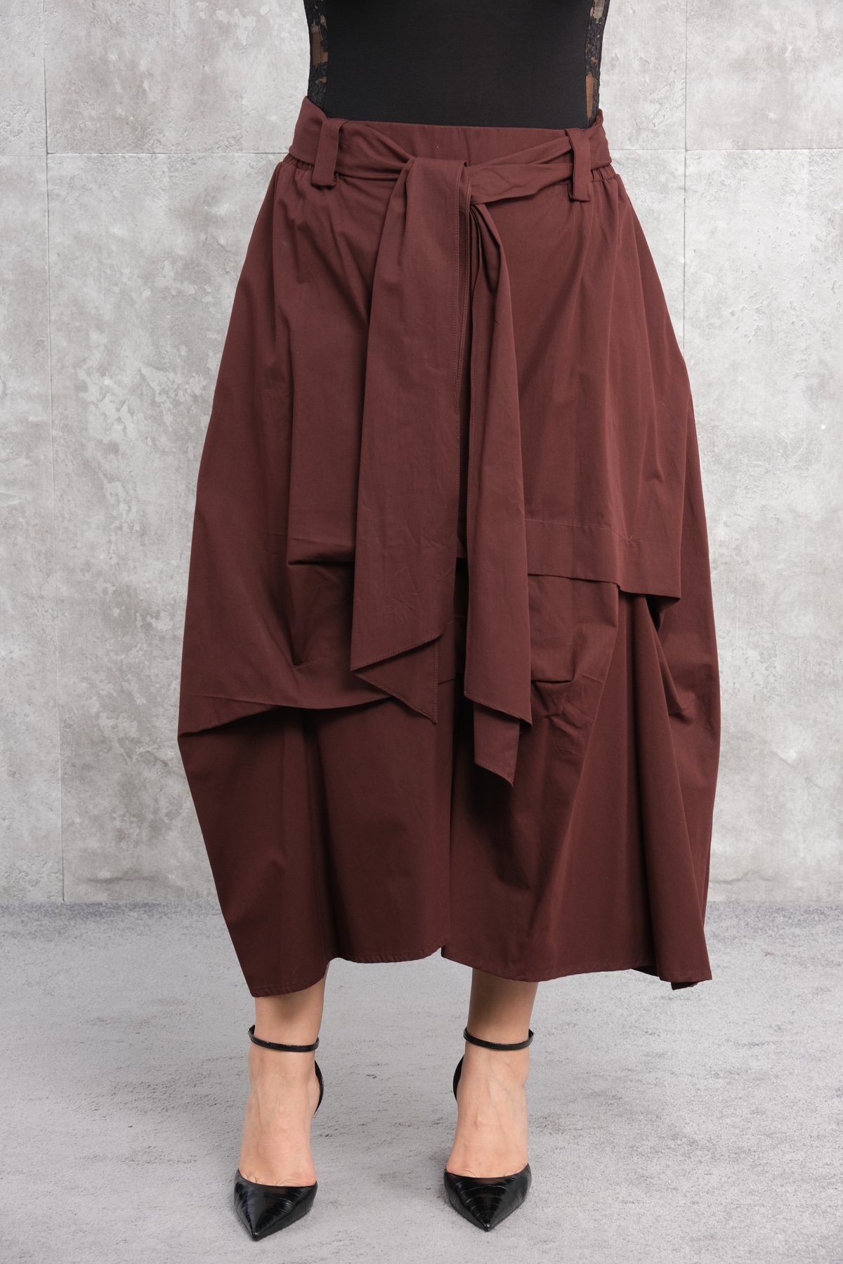 Plus Size Skirt-Claret Red