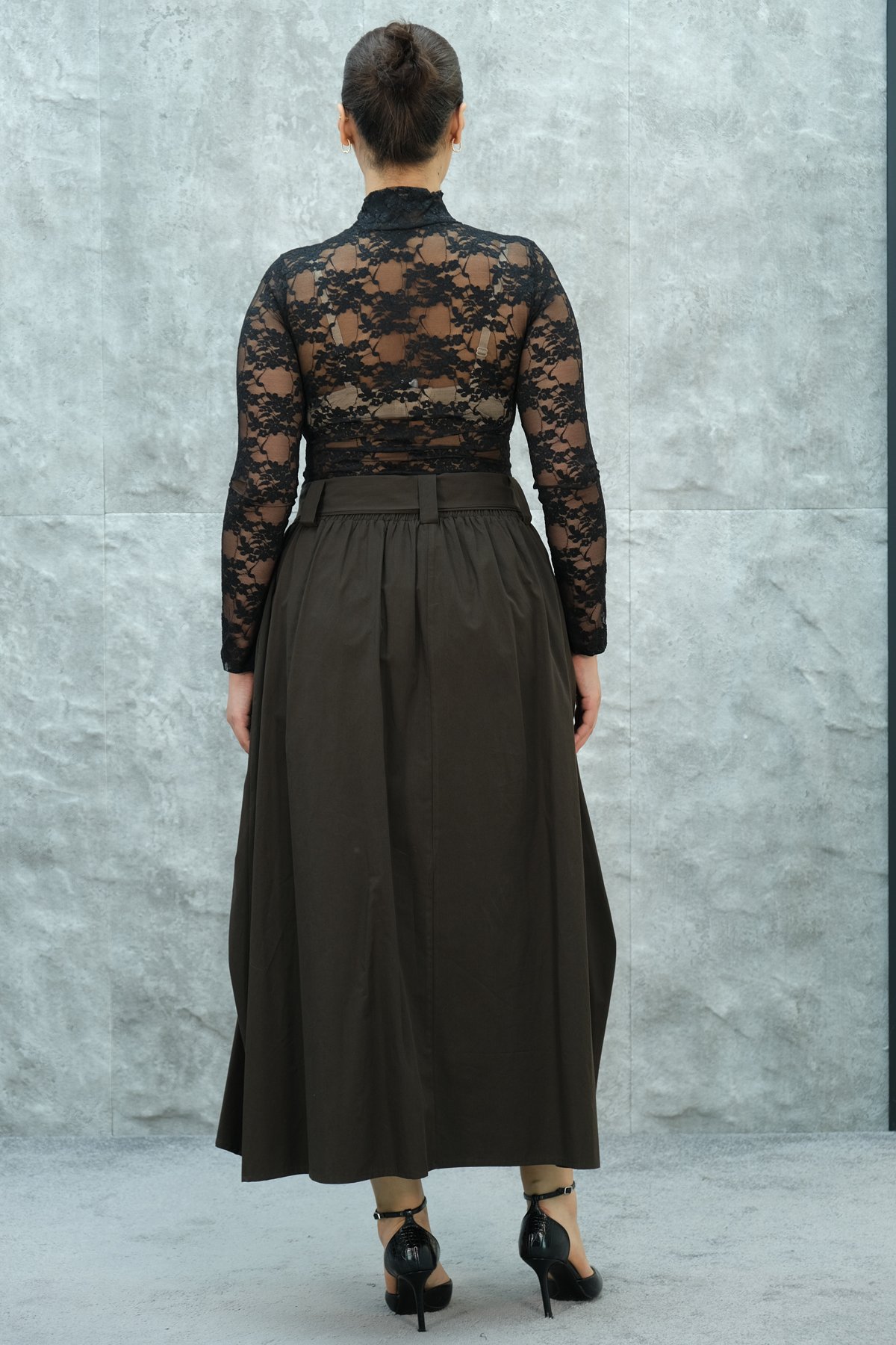 Plus Size Skirt-Brown