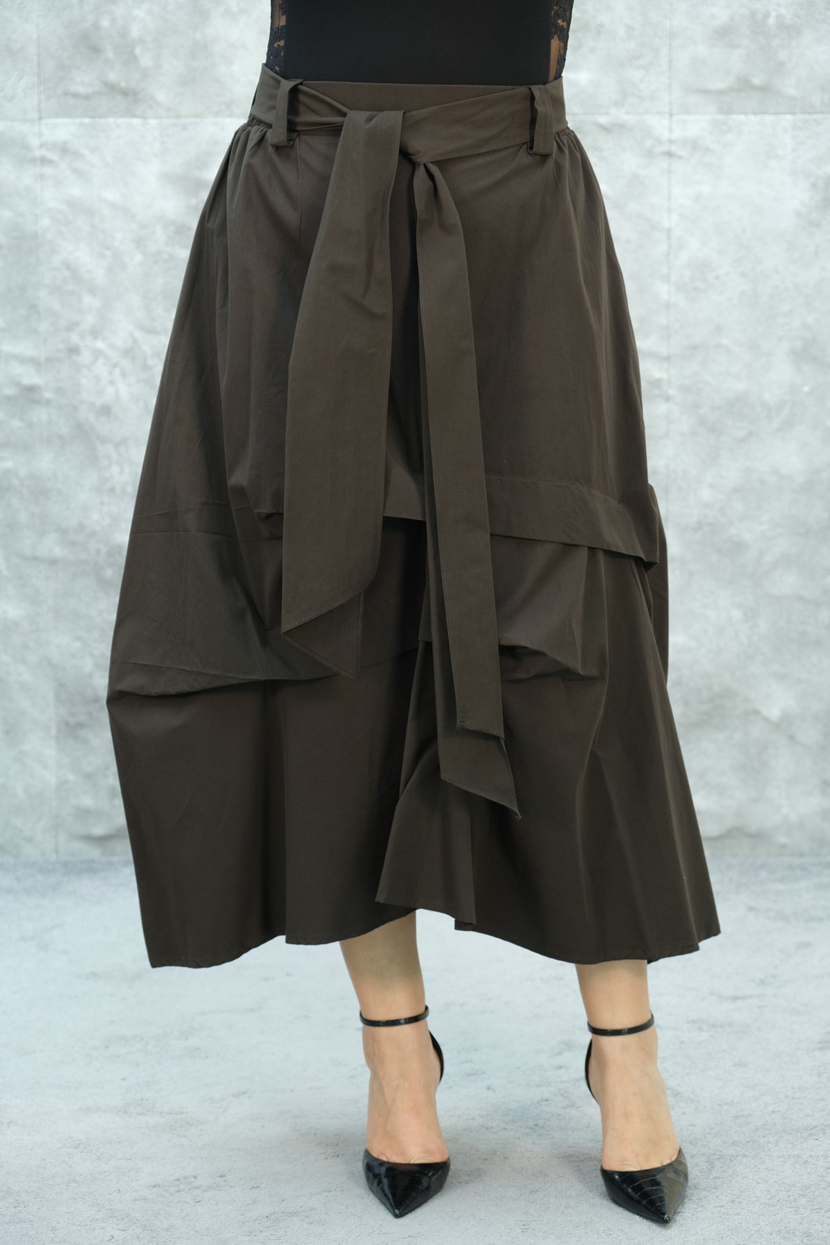 Plus Size Skirt-Brown