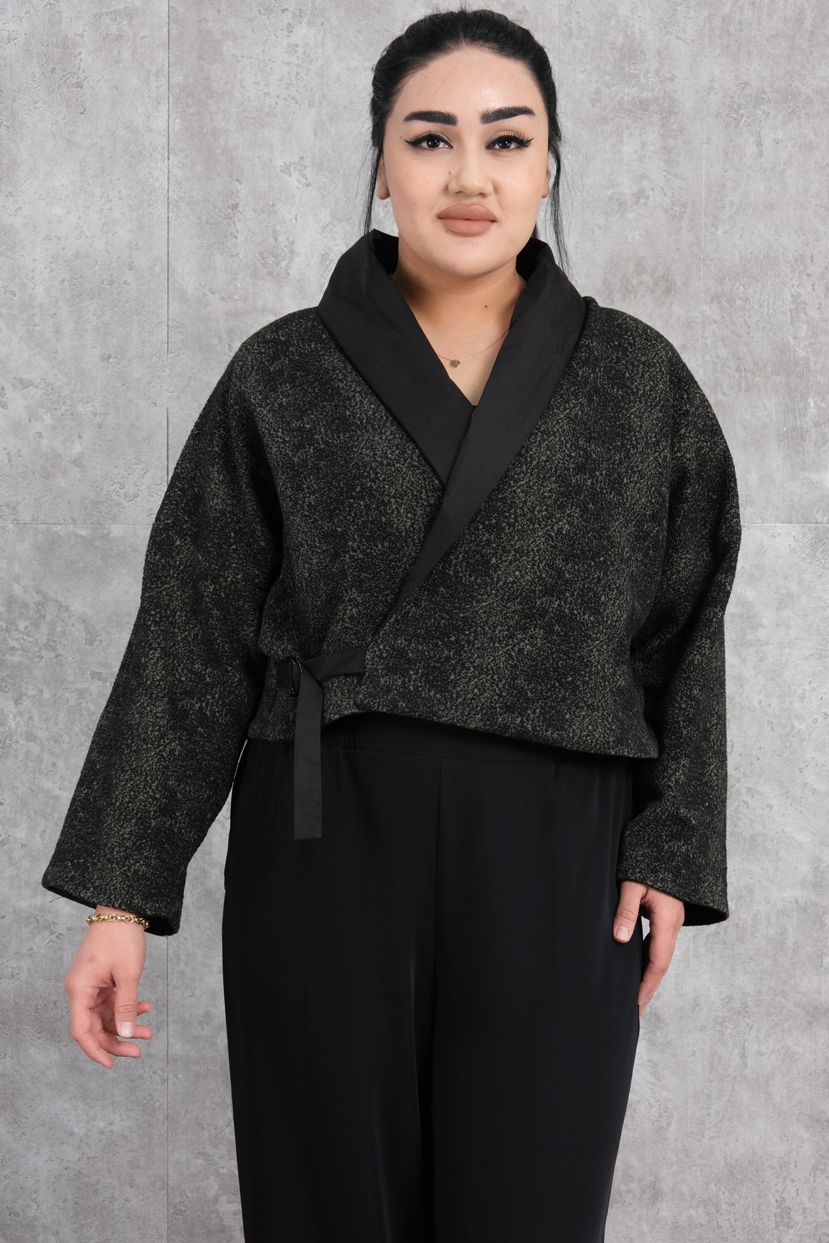 Plus Size Jacket-Khaki